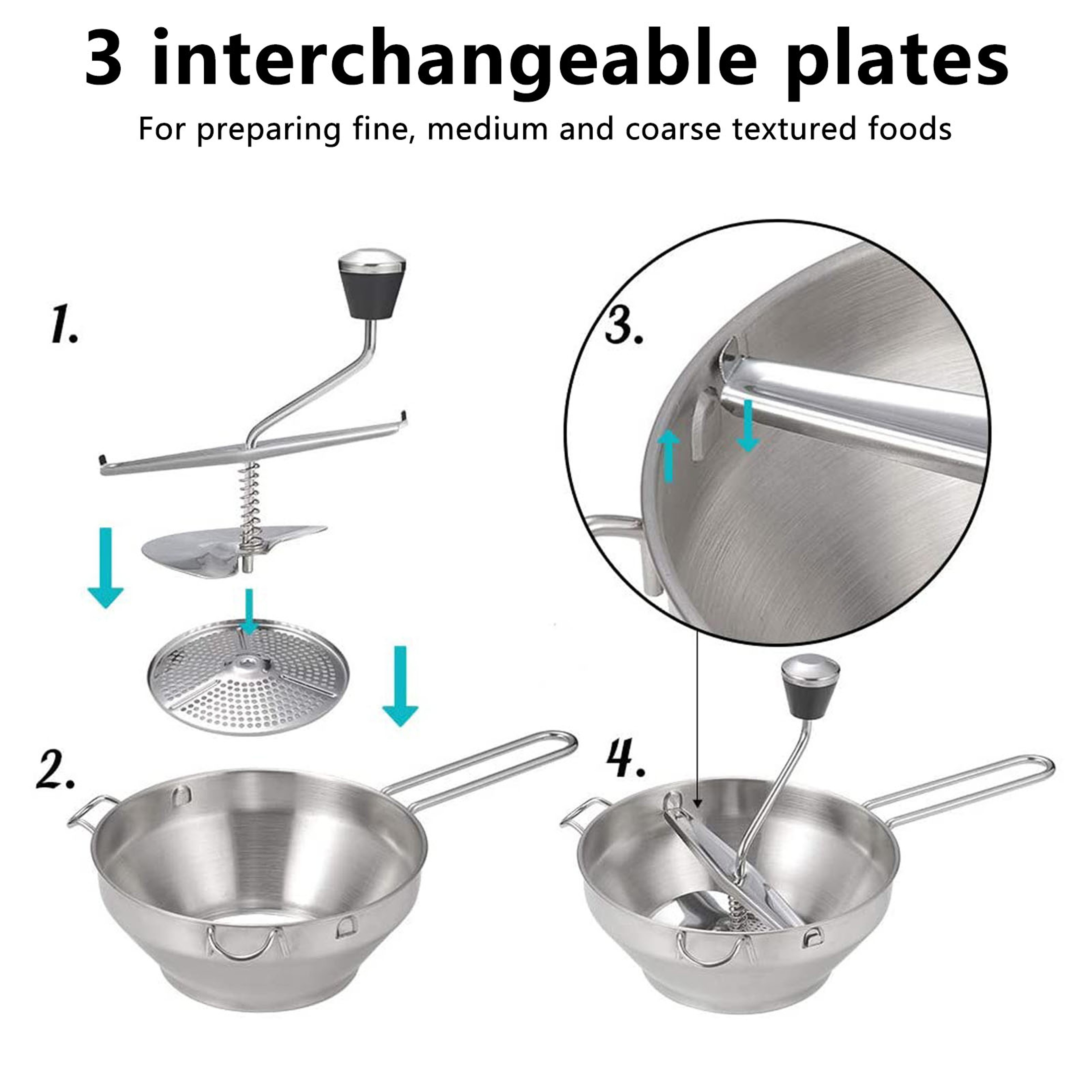 Stainless Steel Manual Food Mill with Milling Discs for Vegetables and Fruit – view 5