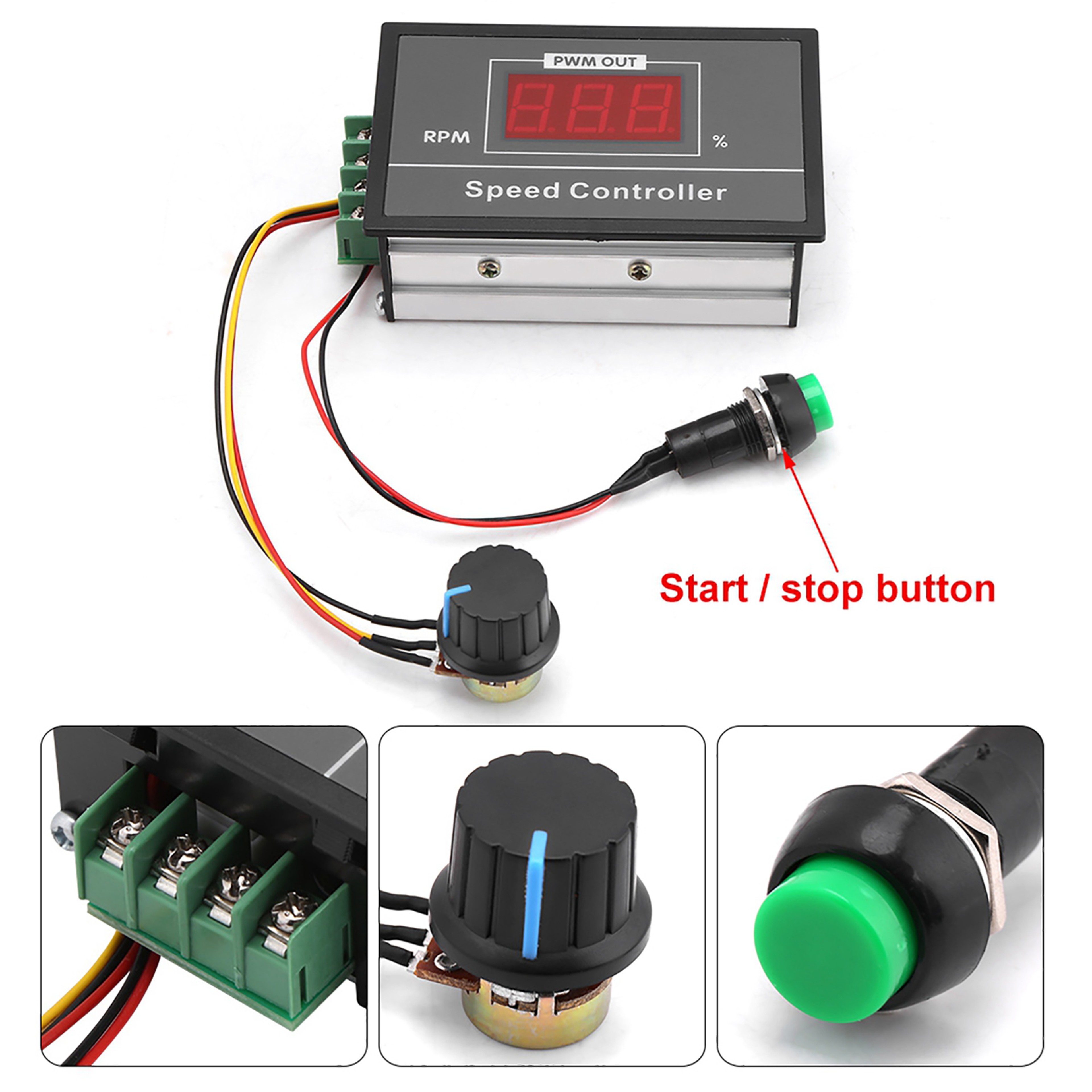 DC 6-60V 30A PWM Motor Speed Controller with Start Stop Switch – view 5