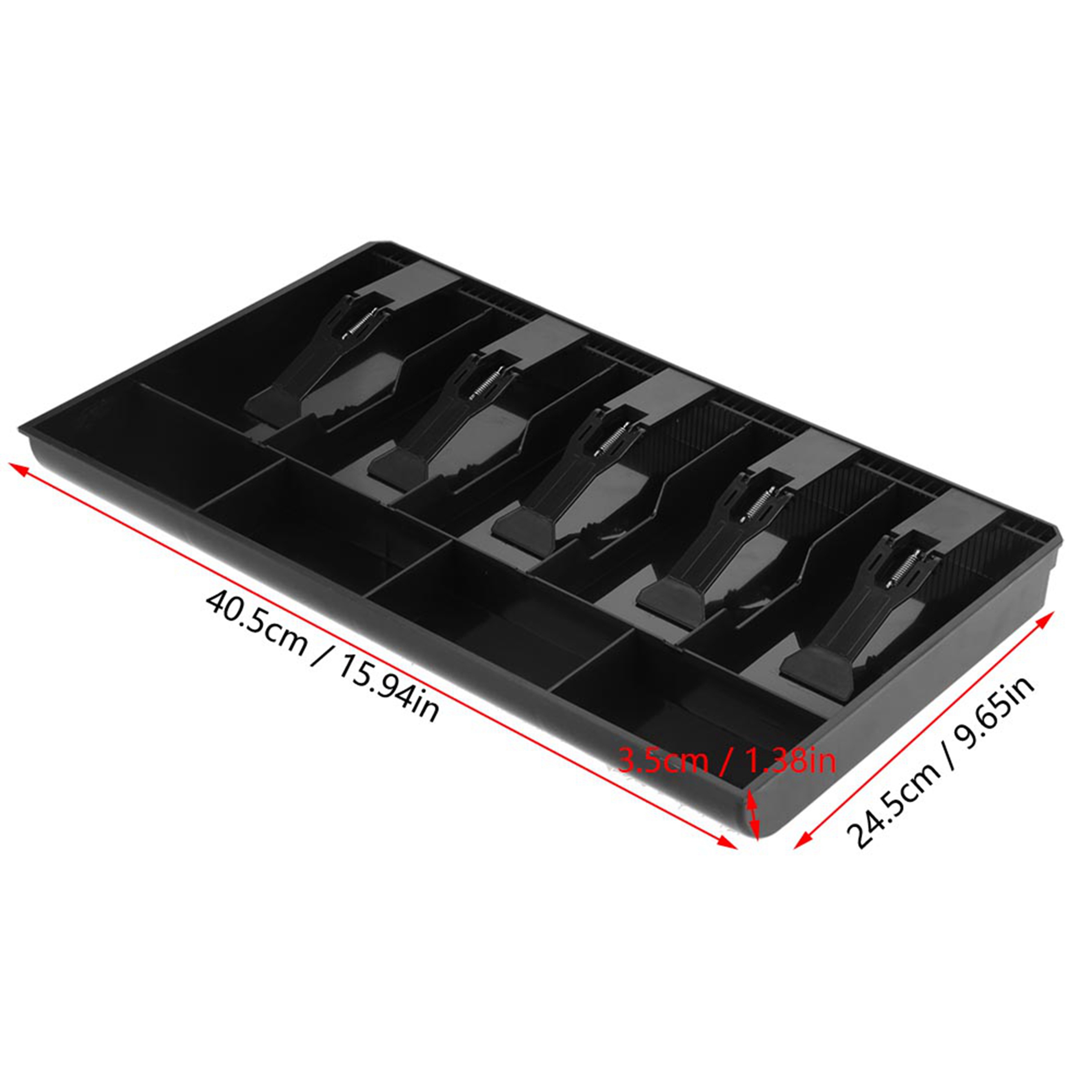 Compartment Cash Drawer Insert Tray – Black Plastic Cash Register Organizer – view 6