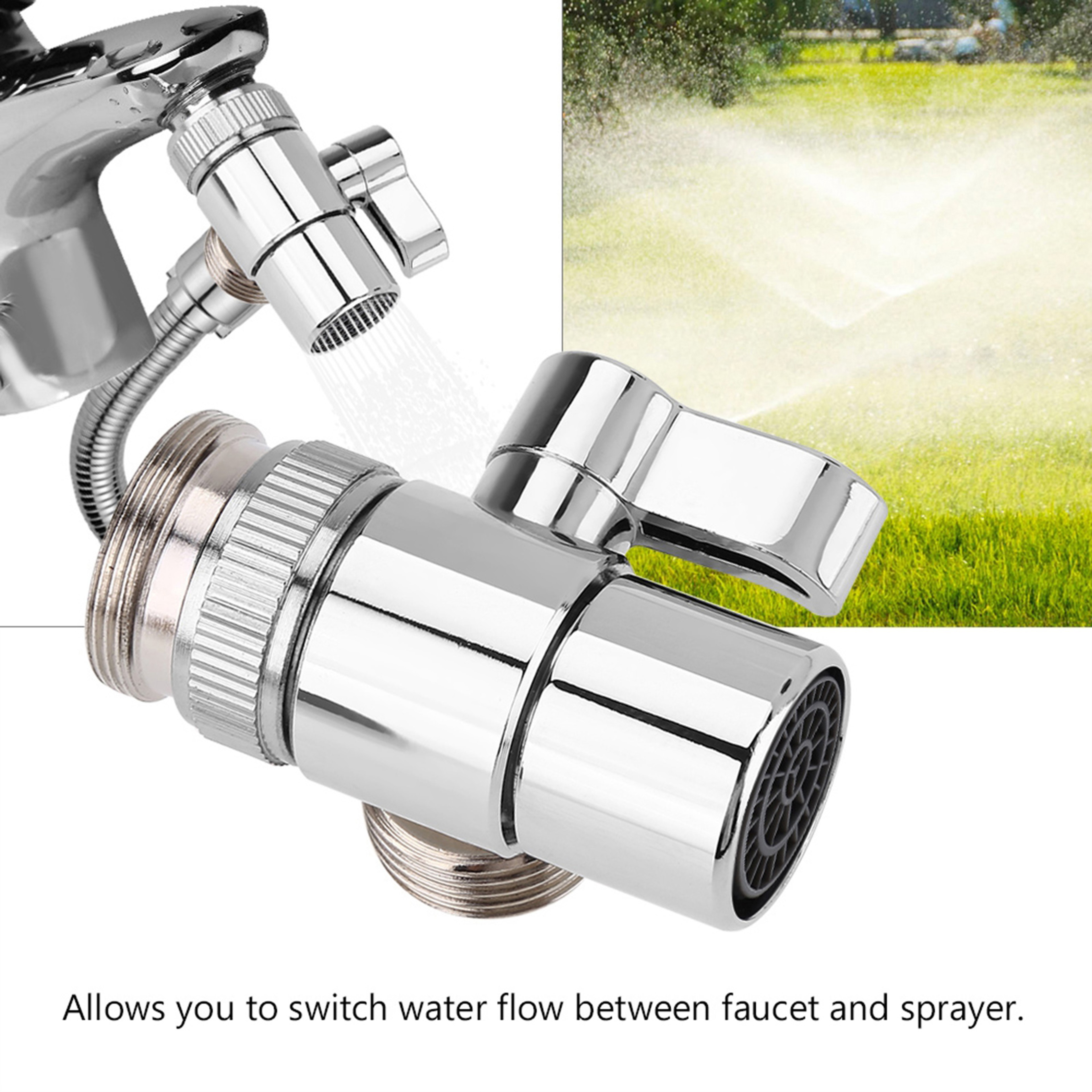 Brass Faucet Diverter Valve with G1/2 Hose Adapter and M22 M24 Threads – view 2