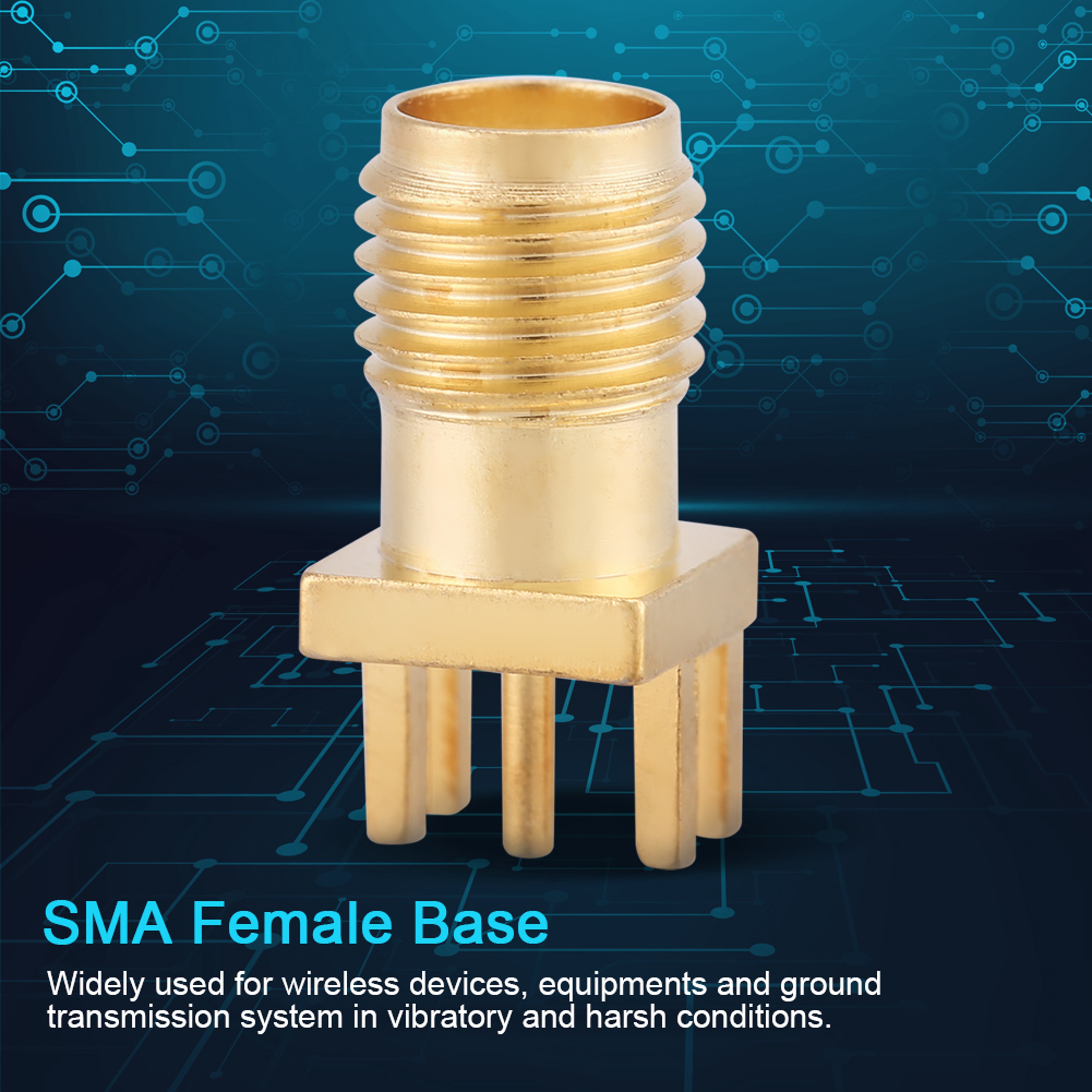 Pack Brass SMA Female PCB Mount RF Connectors Ohm – view 4