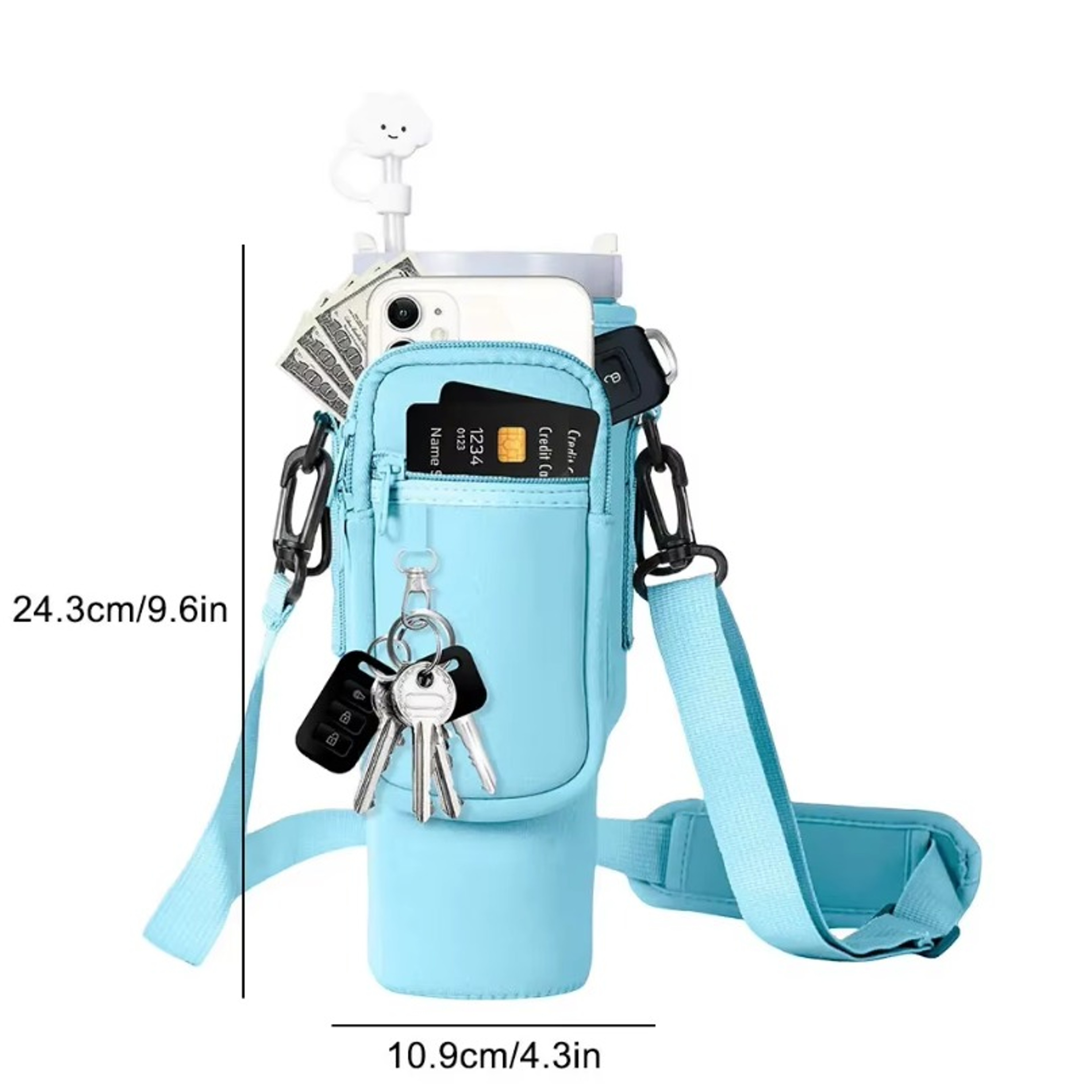 Water Bottle Carrier Bag With Adjustable Shoulder Strap And Neoprene Sleeve 5