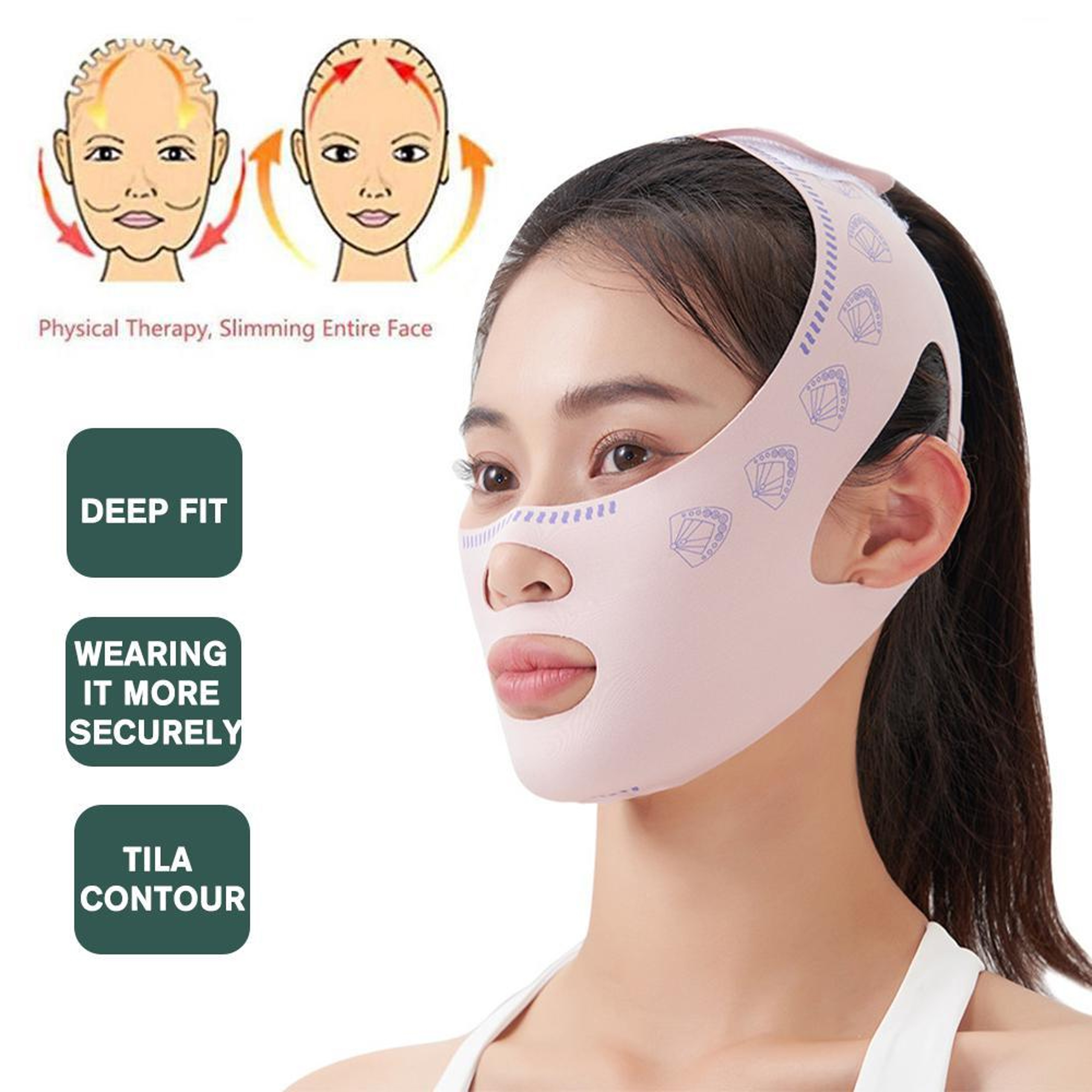 V Line Face Lifting Strap Chin and Cheek Shaping Band Sleeping Mask – view 1