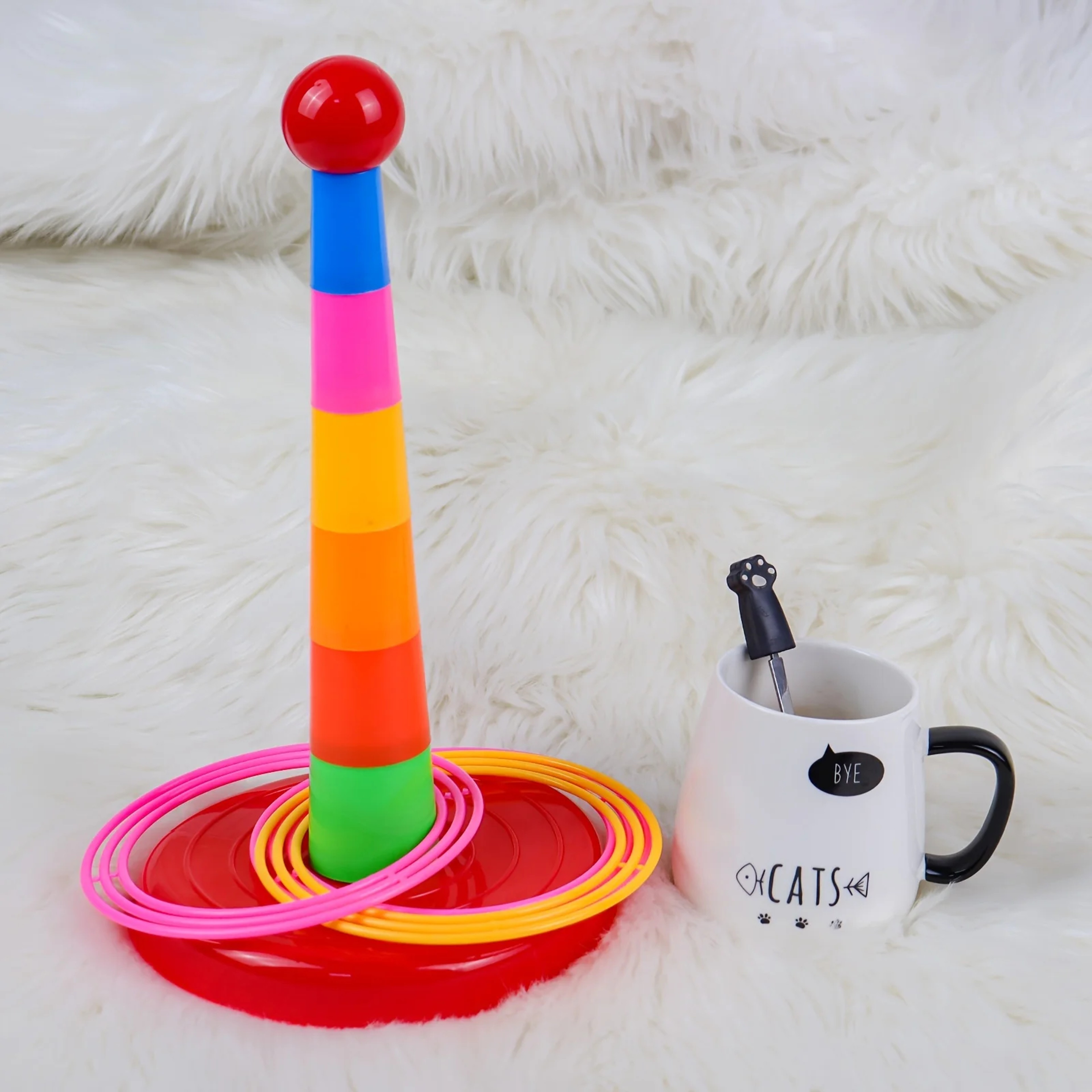 Kids Ring Toss Tower Game Interactive Family Throwing Toy 2