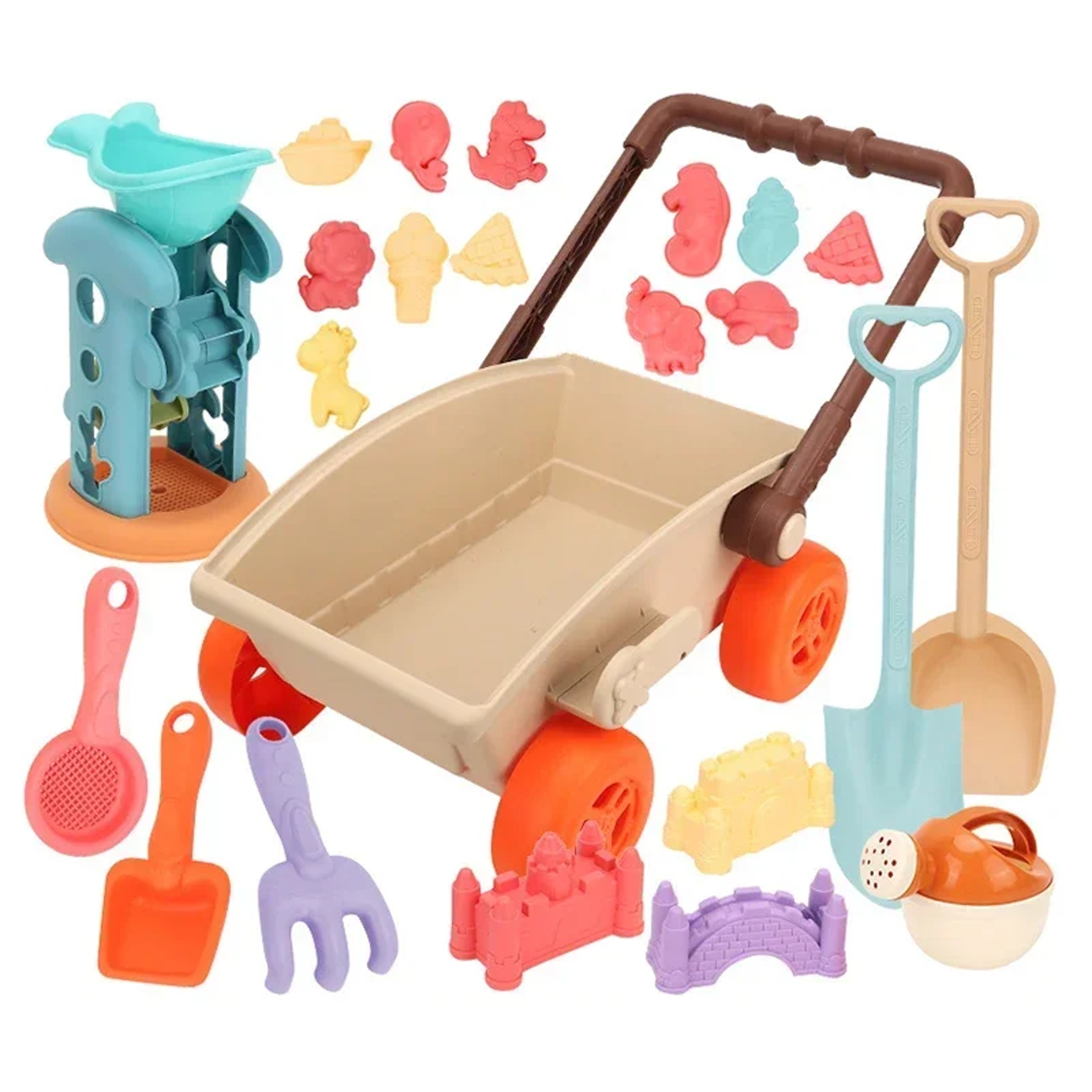 Piece Kids Beach Toys Set With Collapsible Sand Bucket Trolley And Sand Molds 0