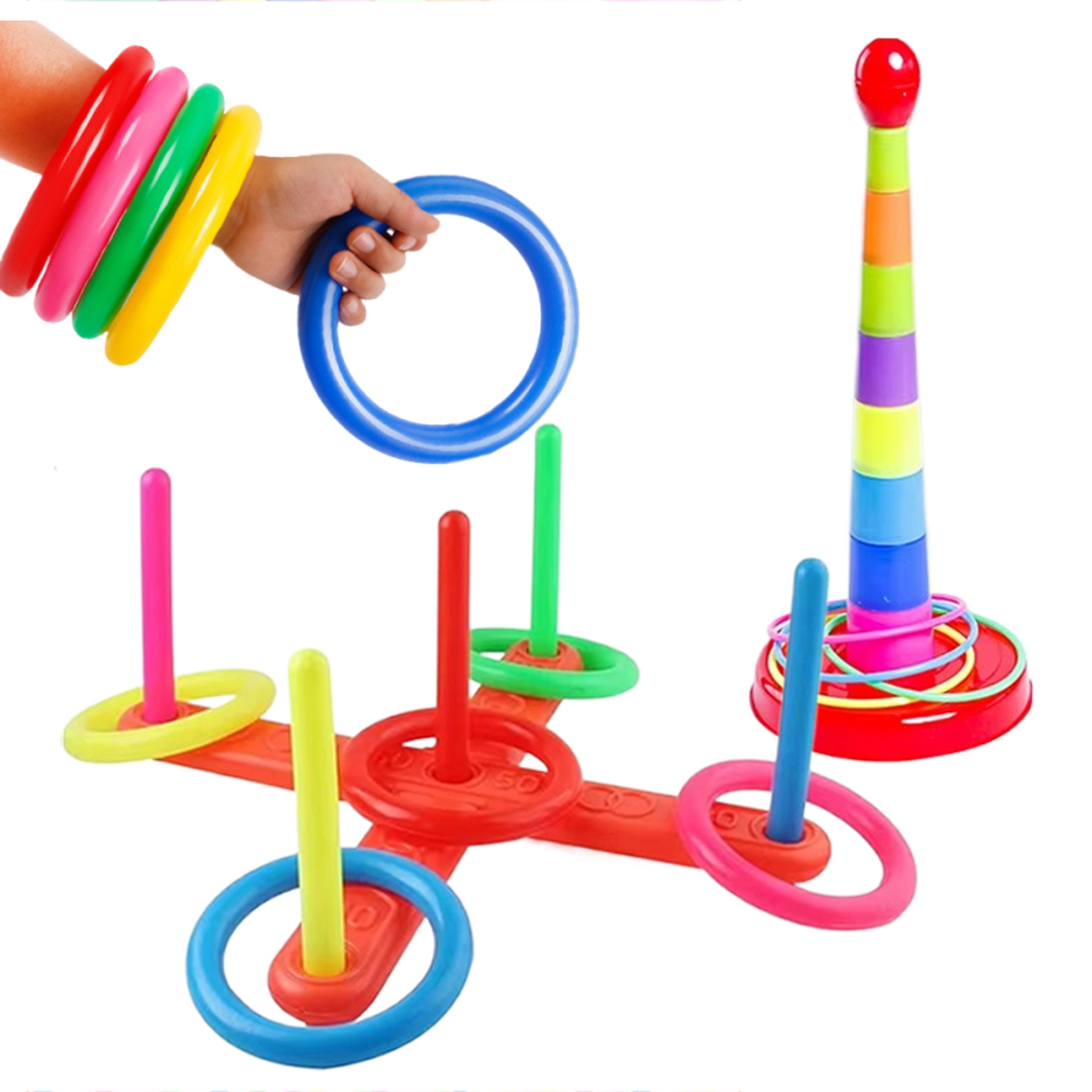 Kids Ring Toss Stacking Game for Outdoor Play and Parent-Child Activities – view 1