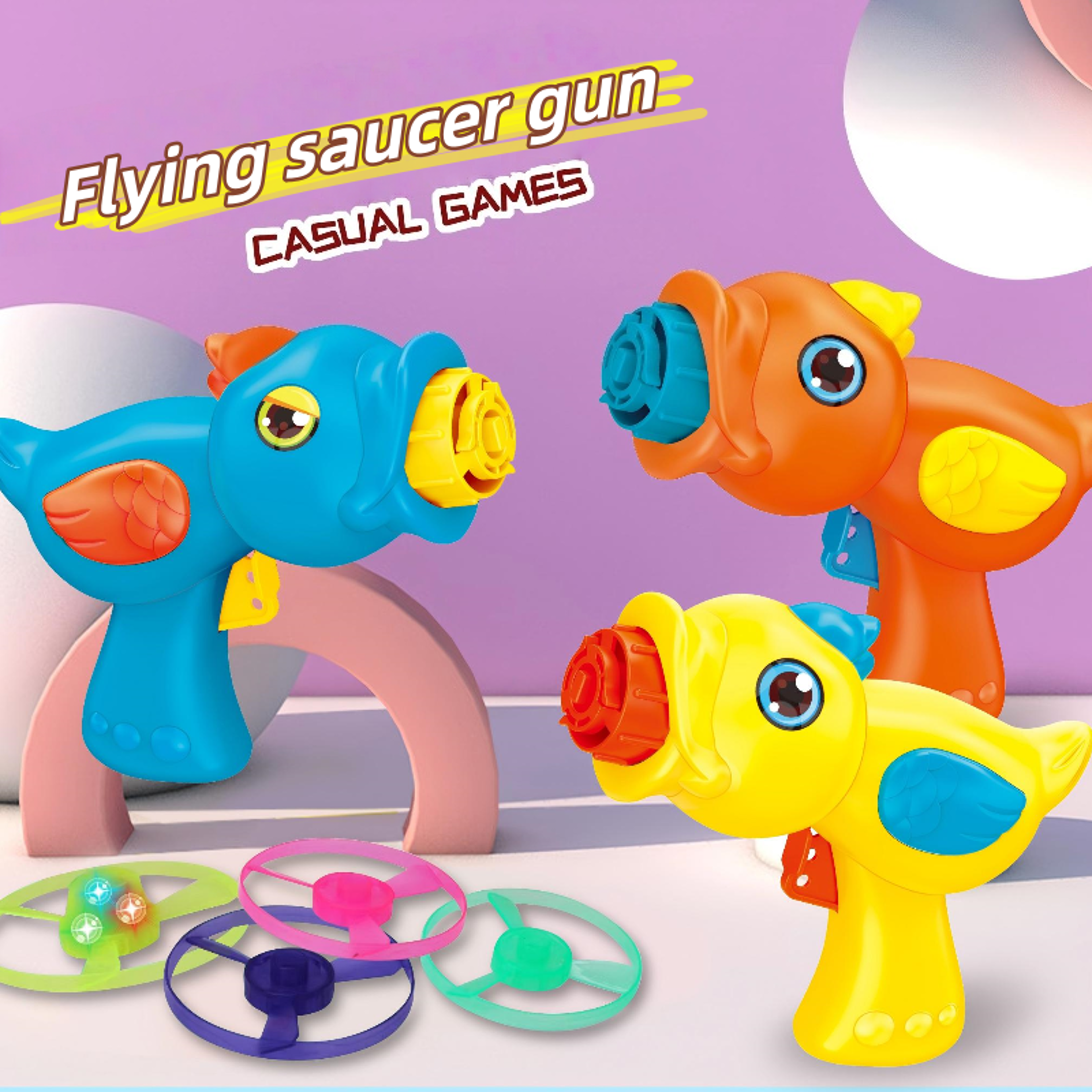 Pack Flying Disc Shooters for Kids – Twist Launch Indoor Outdoor Playset – view 1