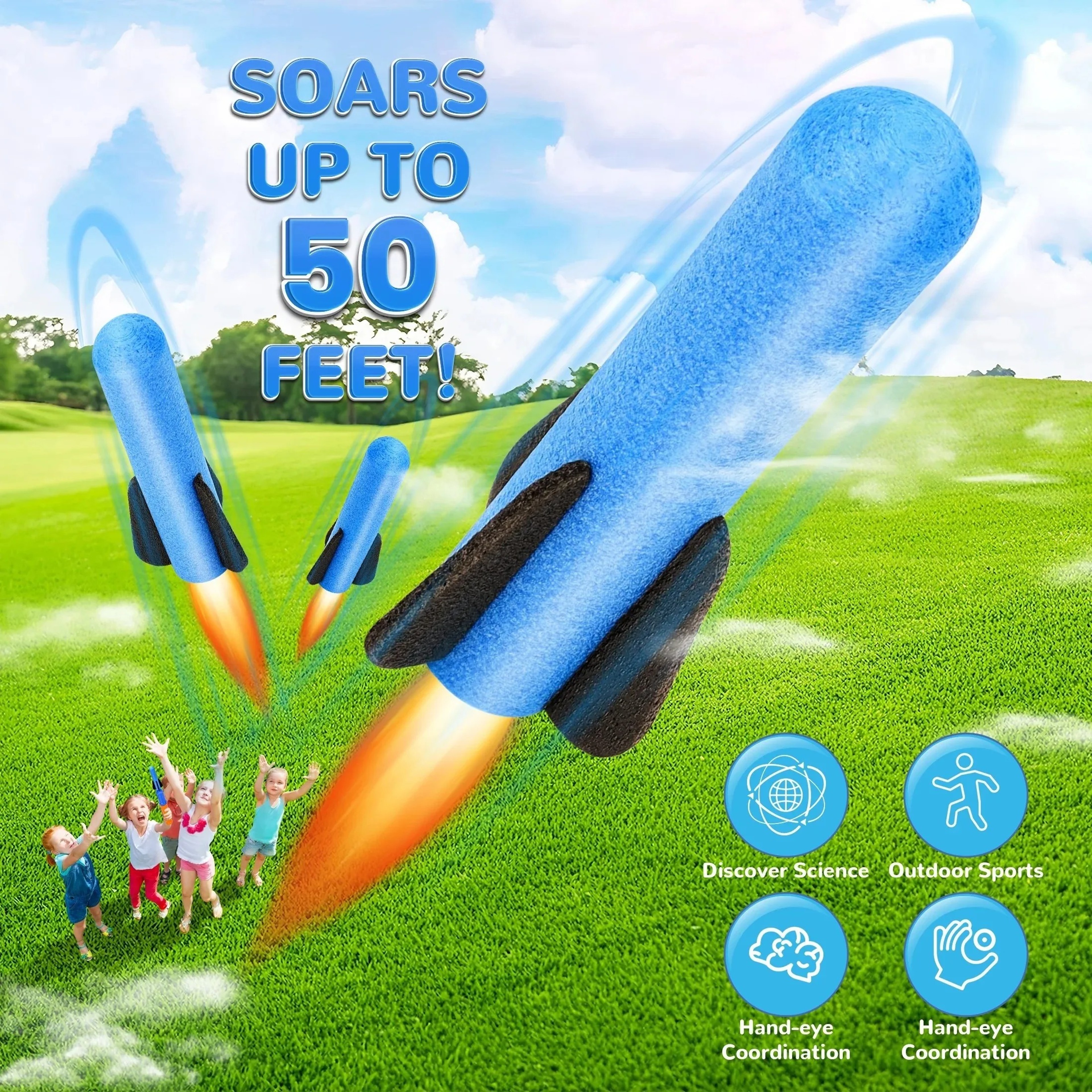 Hand-Propelled Foam Rocket Launcher Toy for Outdoor Garden Games – view 4