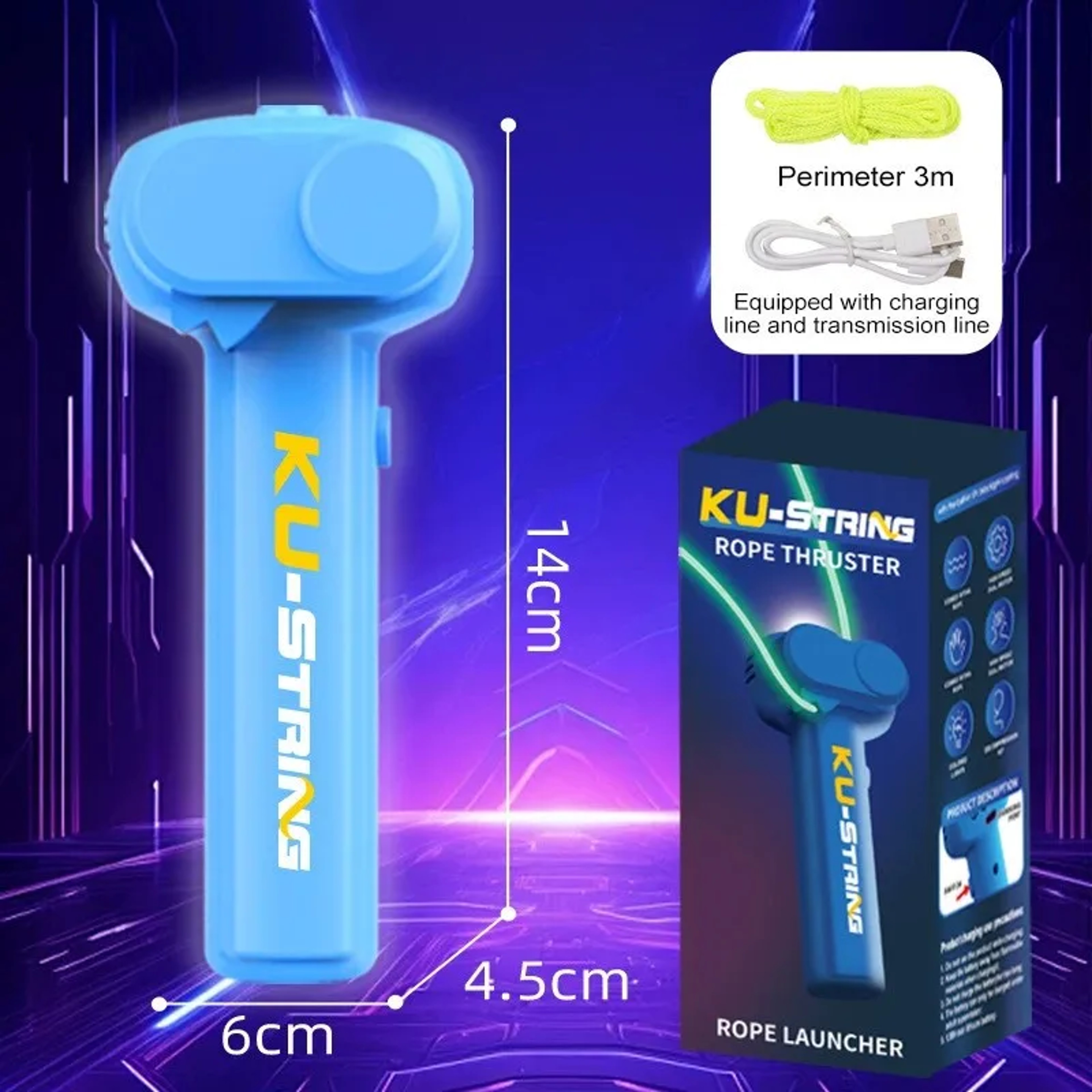 Handheld Rope Launcher Toy With Adjustable Speed And Luminous Loop String 7