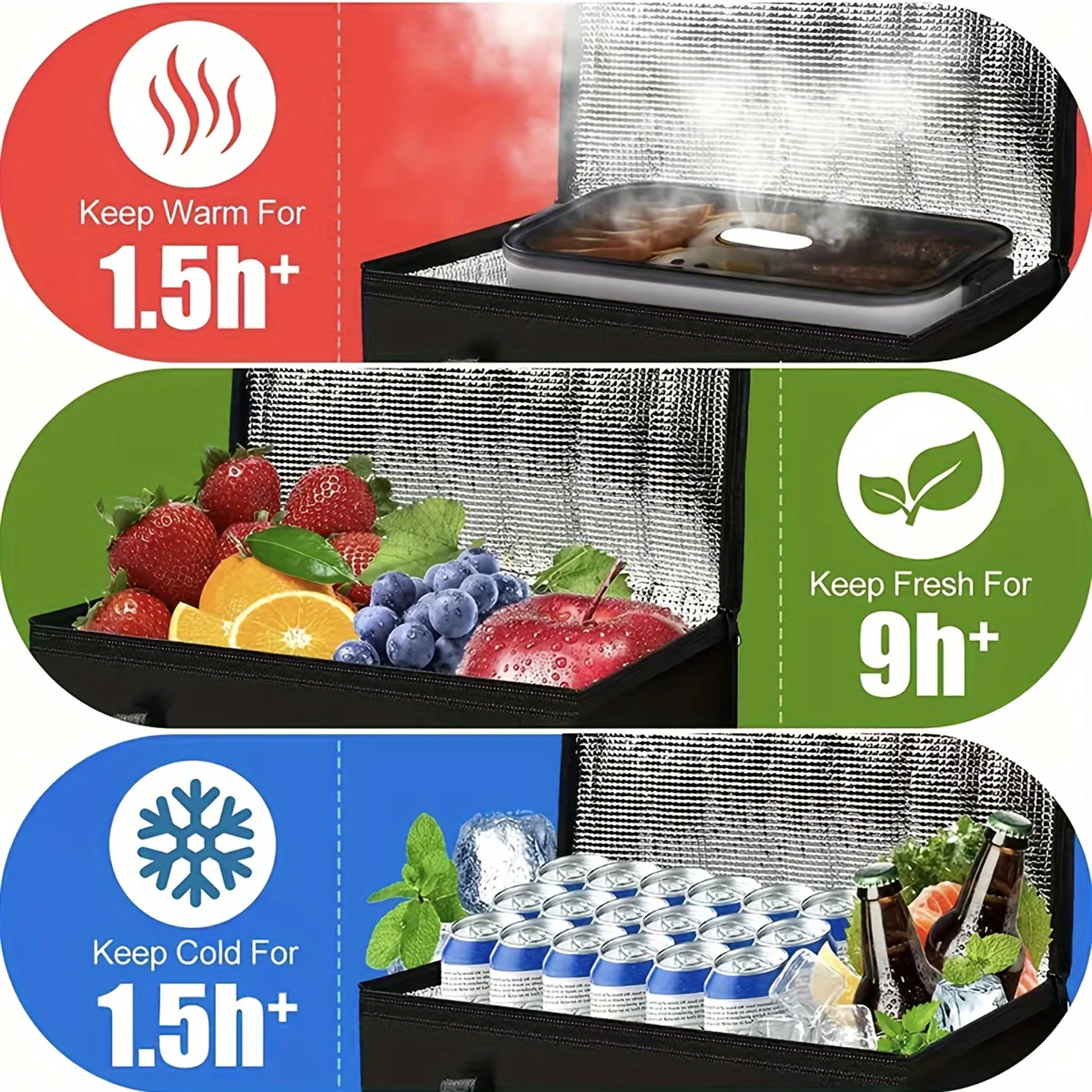 Large Insulated Food Delivery Bag With Zipper For Hot And Cold Storage 2