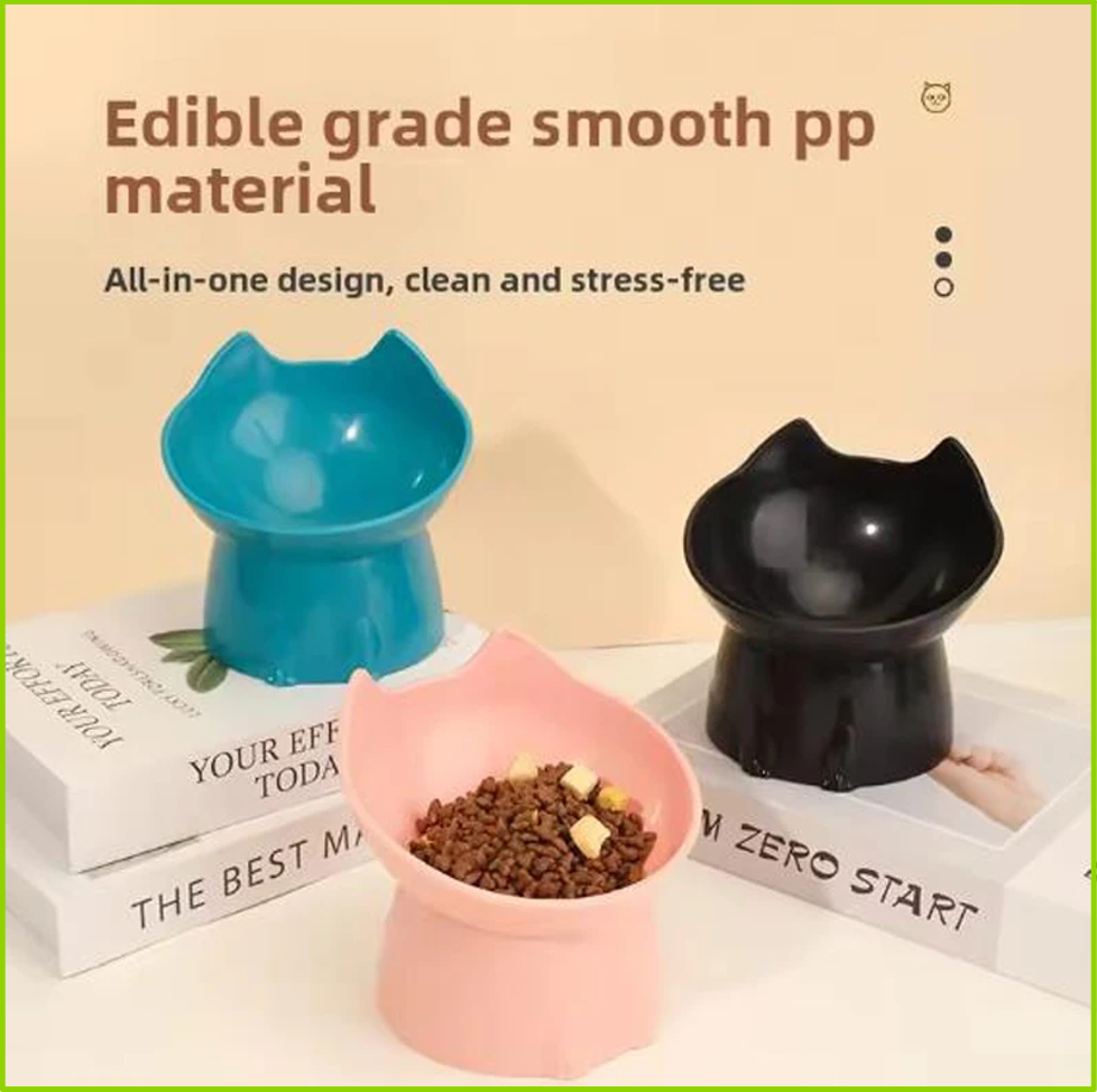 Raised Cat and Dog Bowl with Long Ear Design and Anti-Tip Base – view 1