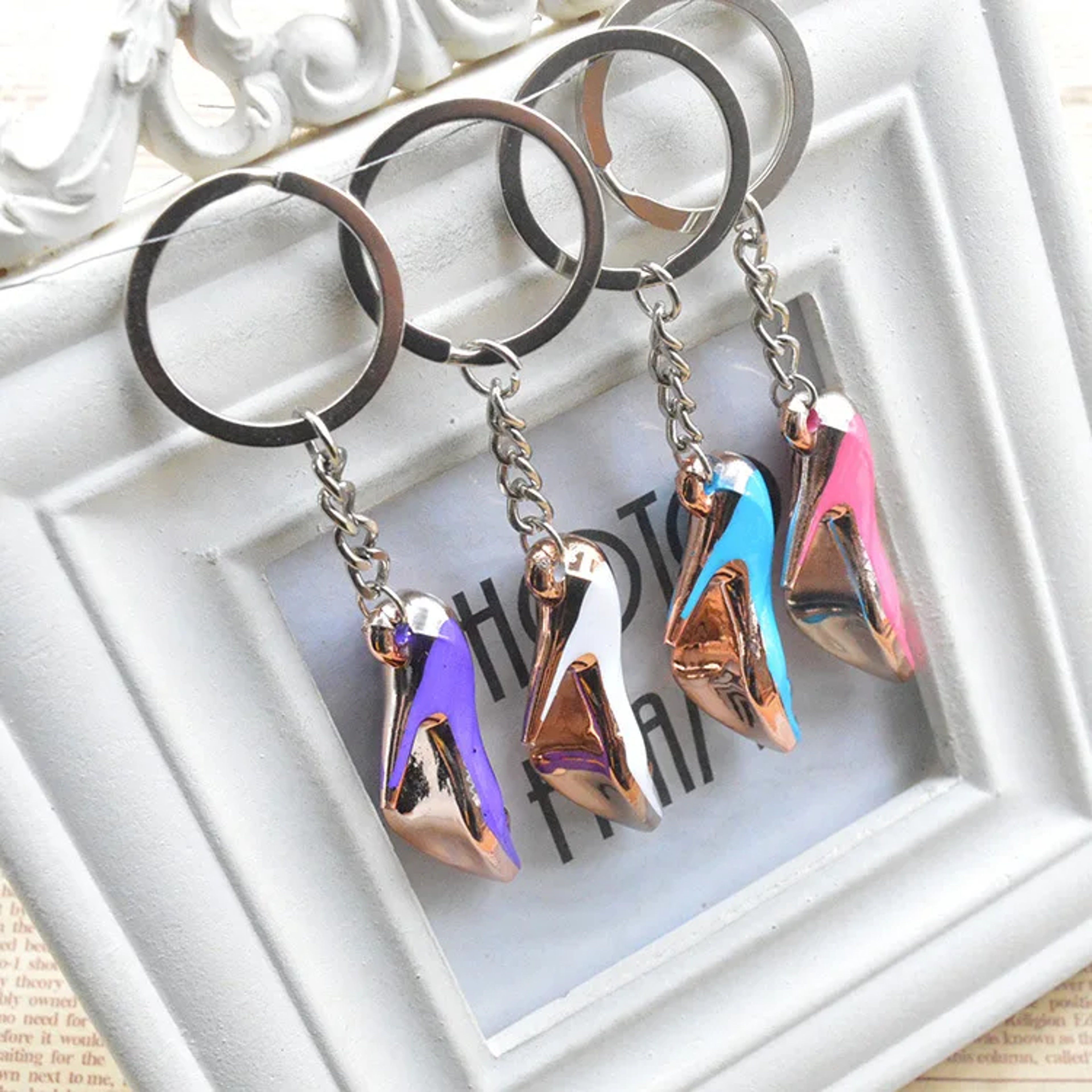 Cute High Heel Keychain Cartoon Shoe Charm for Handbags and Keys – view 3