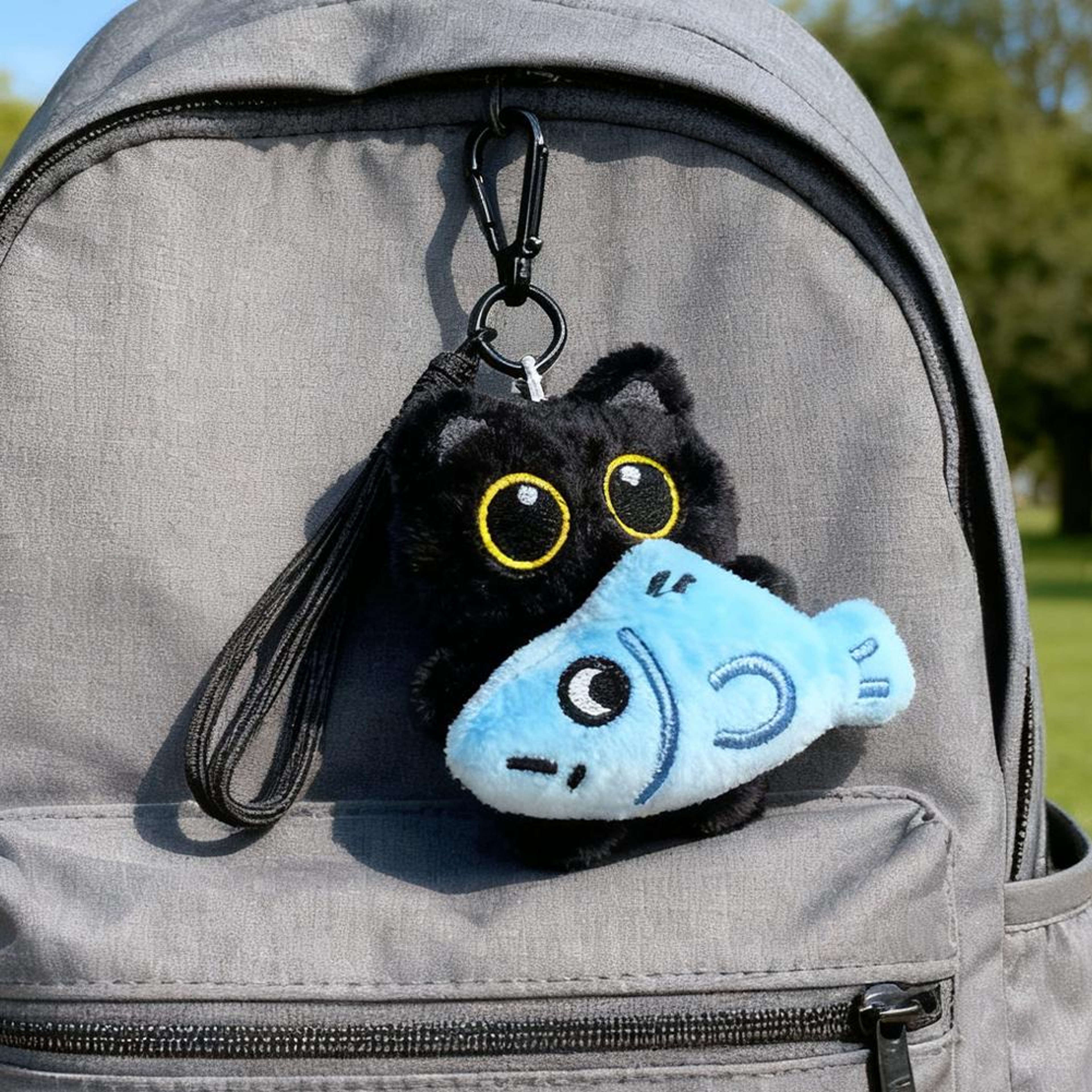 Cute Black Cat Plush Keychain Kawaii Cartoon Bag Charm Pendant 3