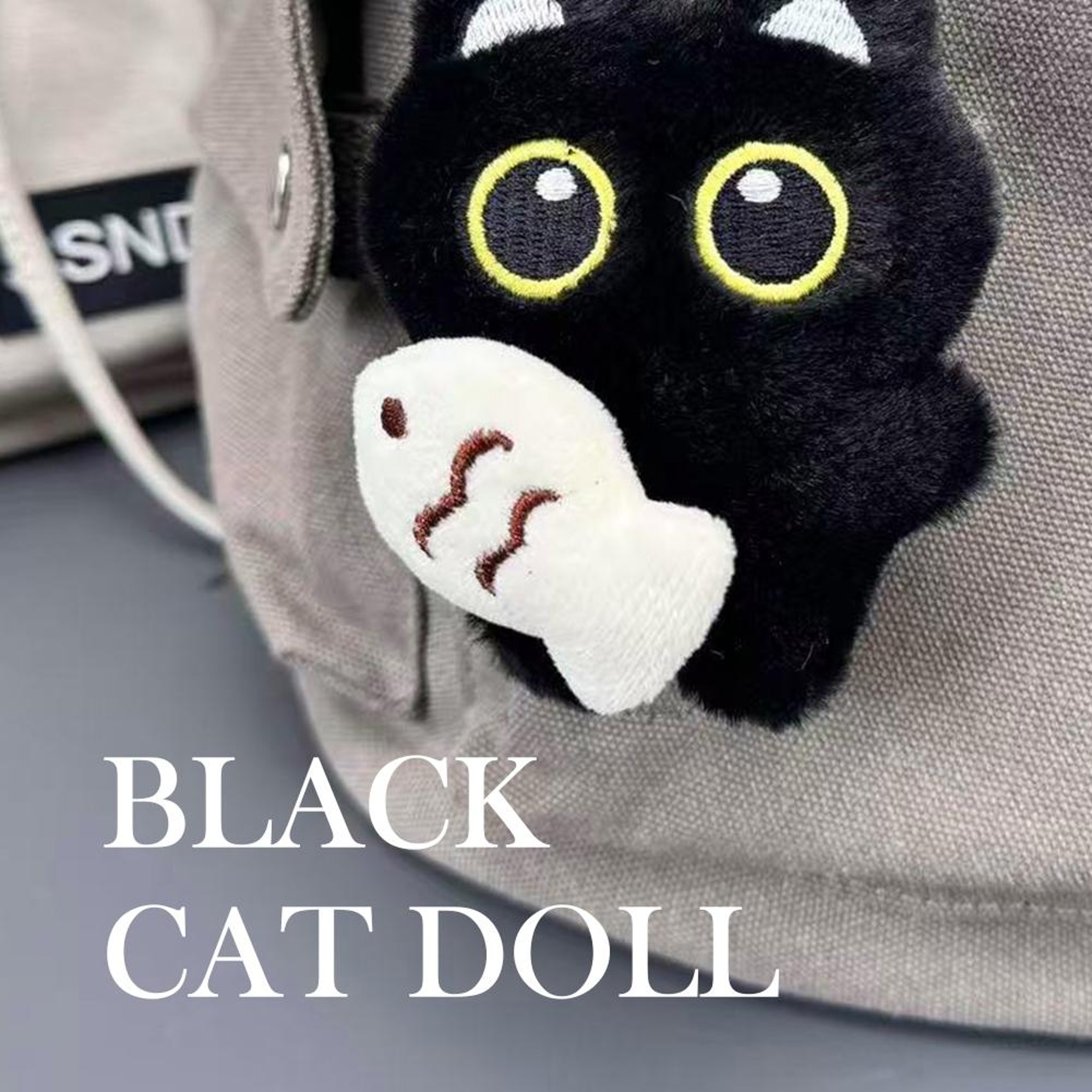 Cute Black Cat Plush Keychain Kawaii Cartoon Bag Charm Pendant 4