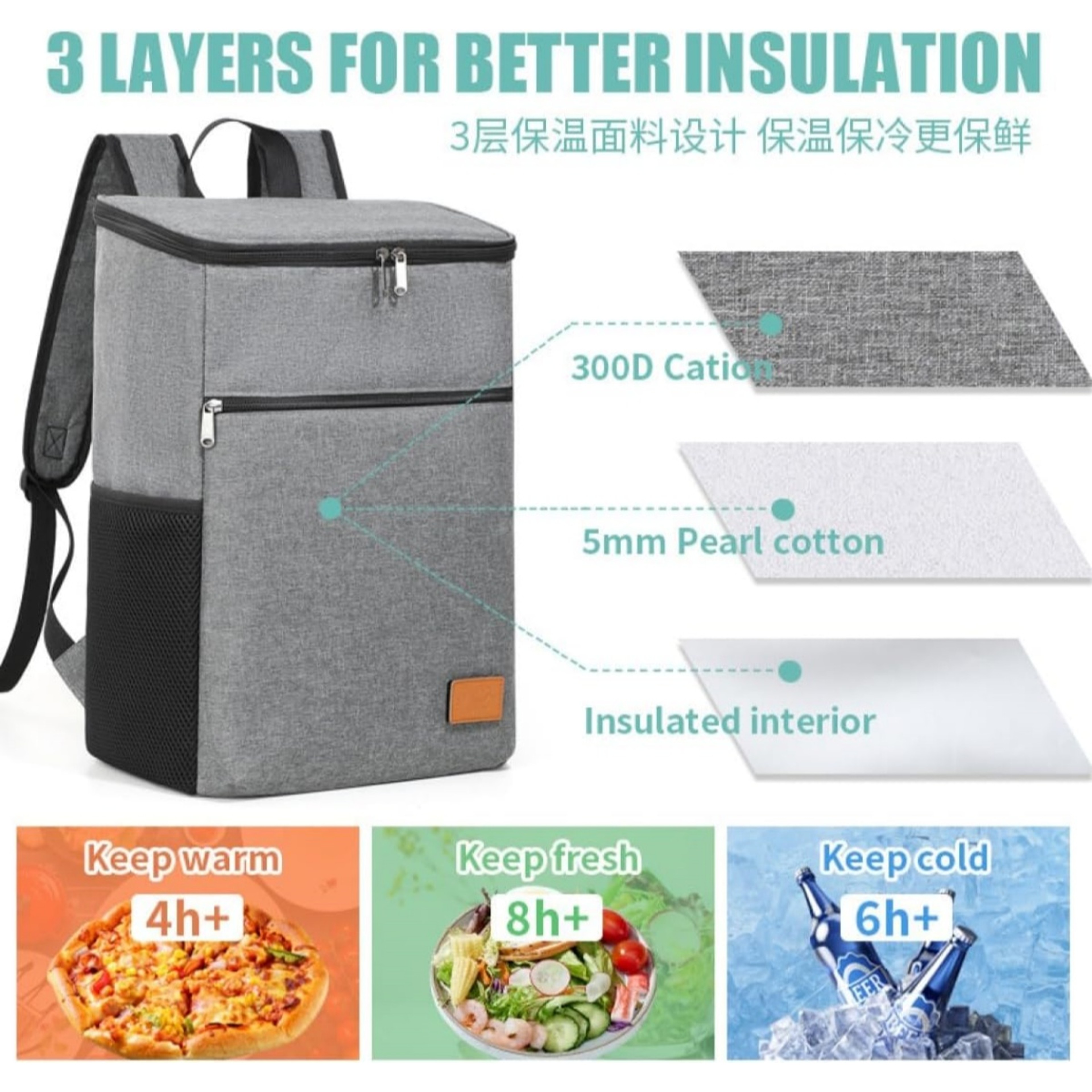 Can Insulated Cooler Backpack Waterproof Leakproof Soft Cooler Bag – view 4