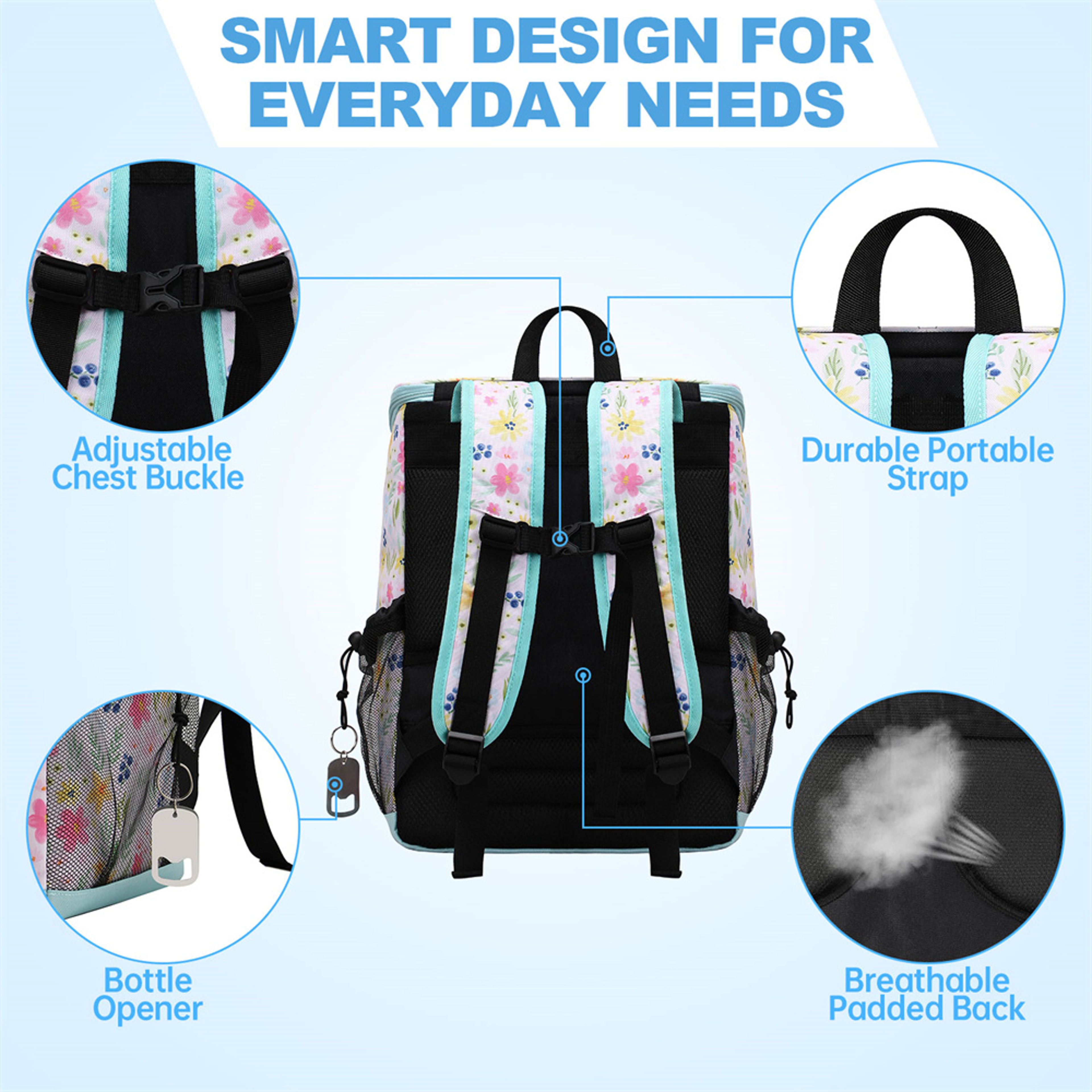 Leopard Print Insulated Cooler Backpack Waterproof Oxford Beach Cooler Bag – view 5