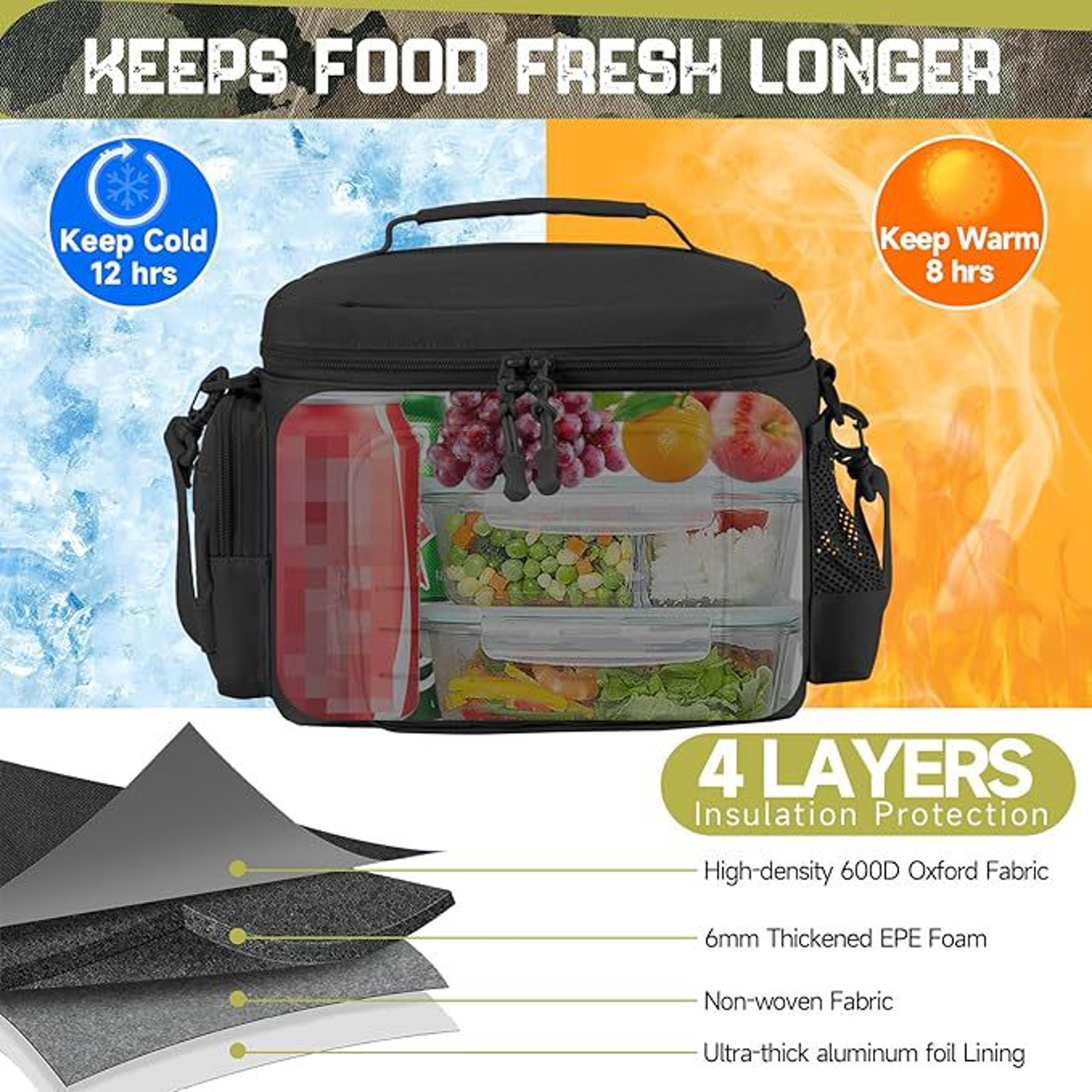 Insulated Tactical Cooler Bag Expandable Leakproof Lunch Box For Work And Camping 1