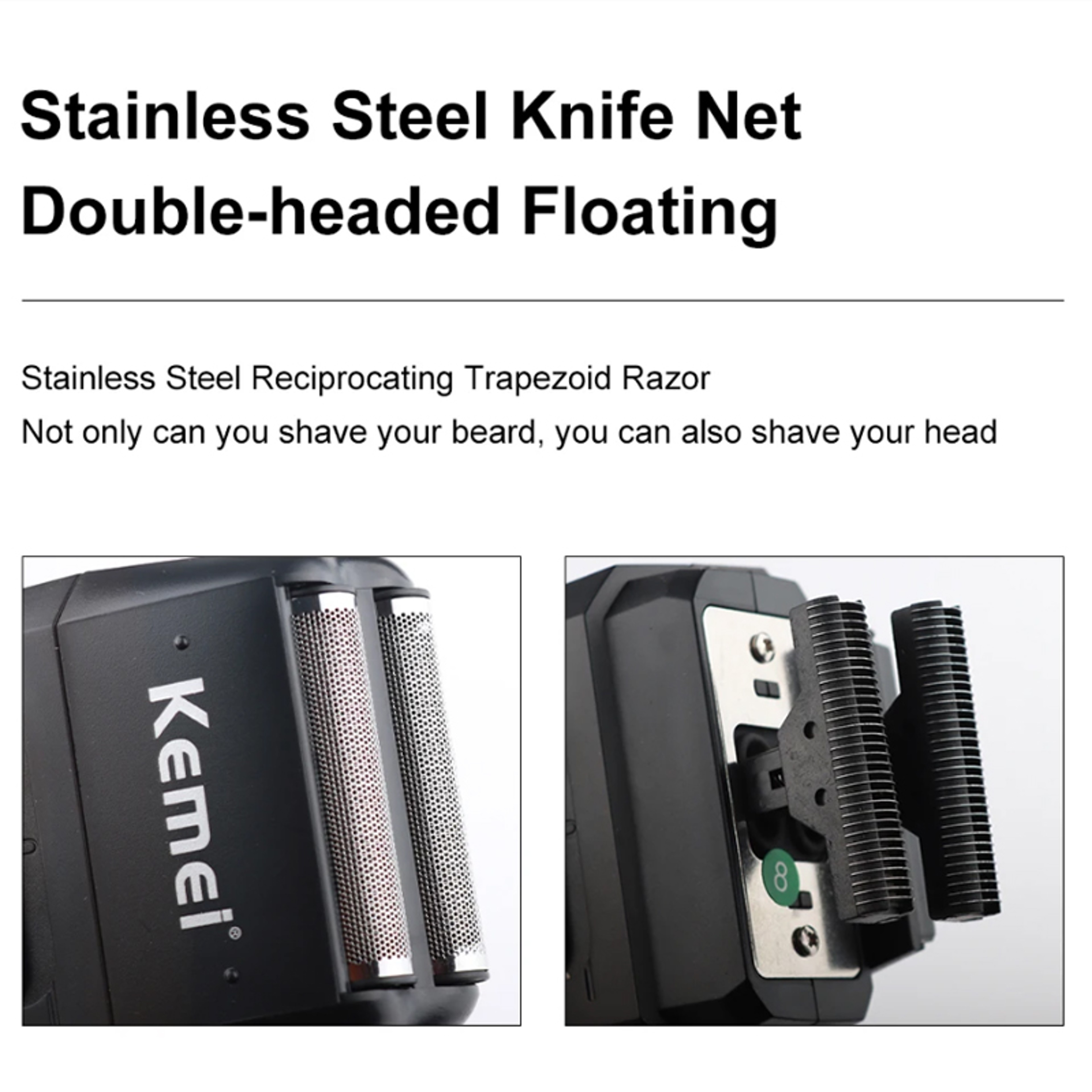 Rechargeable Cordless Electric Shaver for Men with Twin Blade and Trimmer – view 3