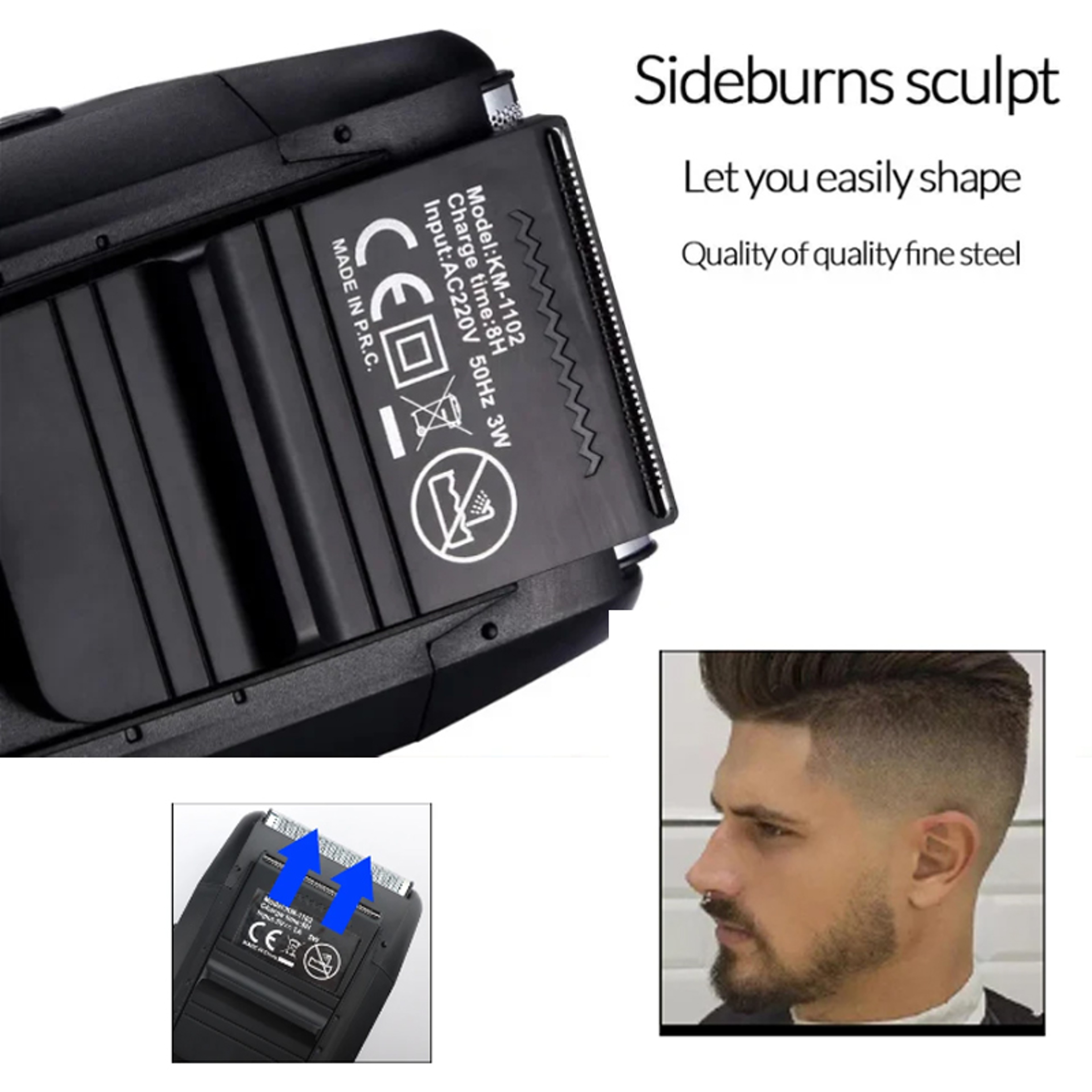 Rechargeable Cordless Electric Shaver for Men with Twin Blade and Trimmer – view 4
