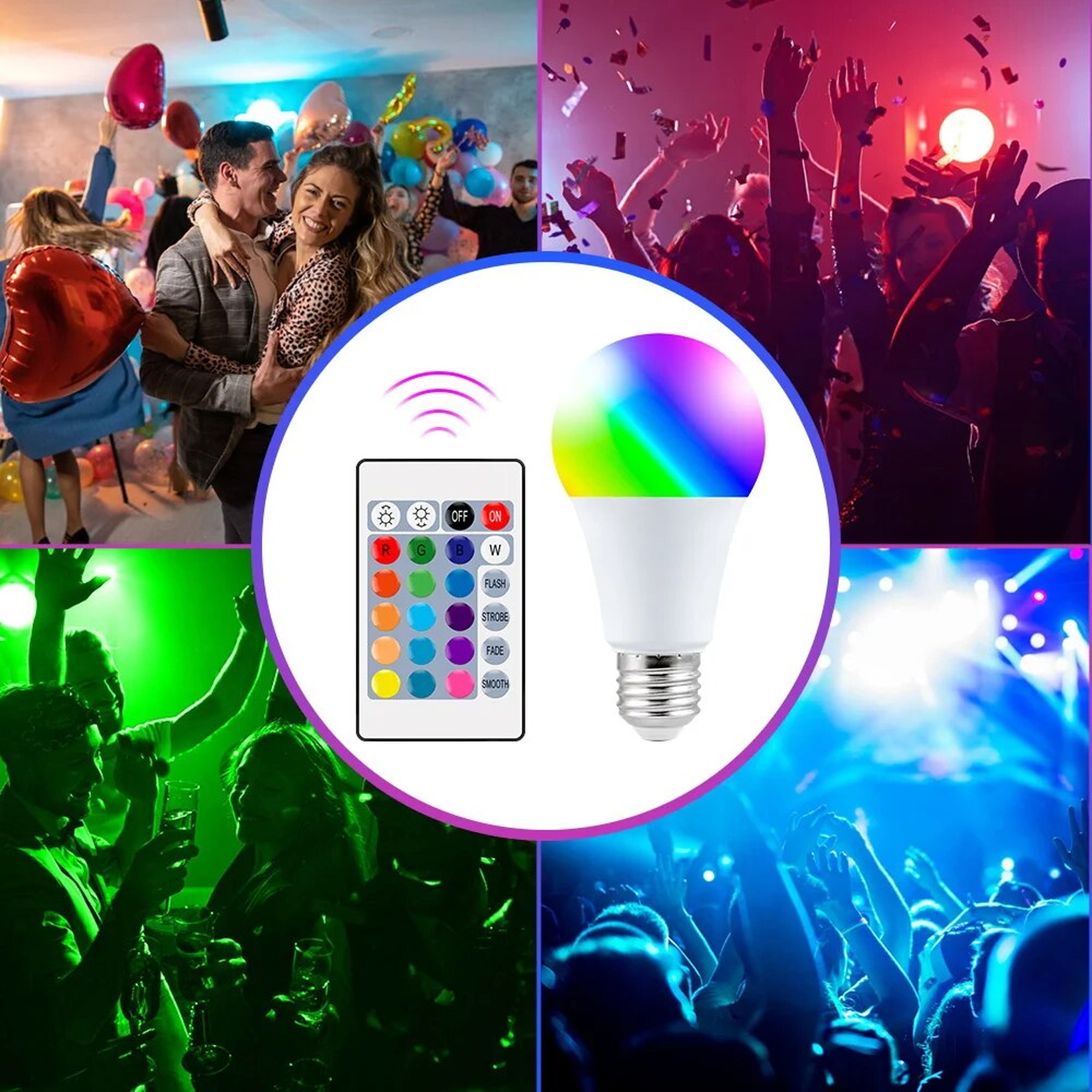 Color RGB LED Light Bulb With Dimmable Lighting And Key Remote Control 4