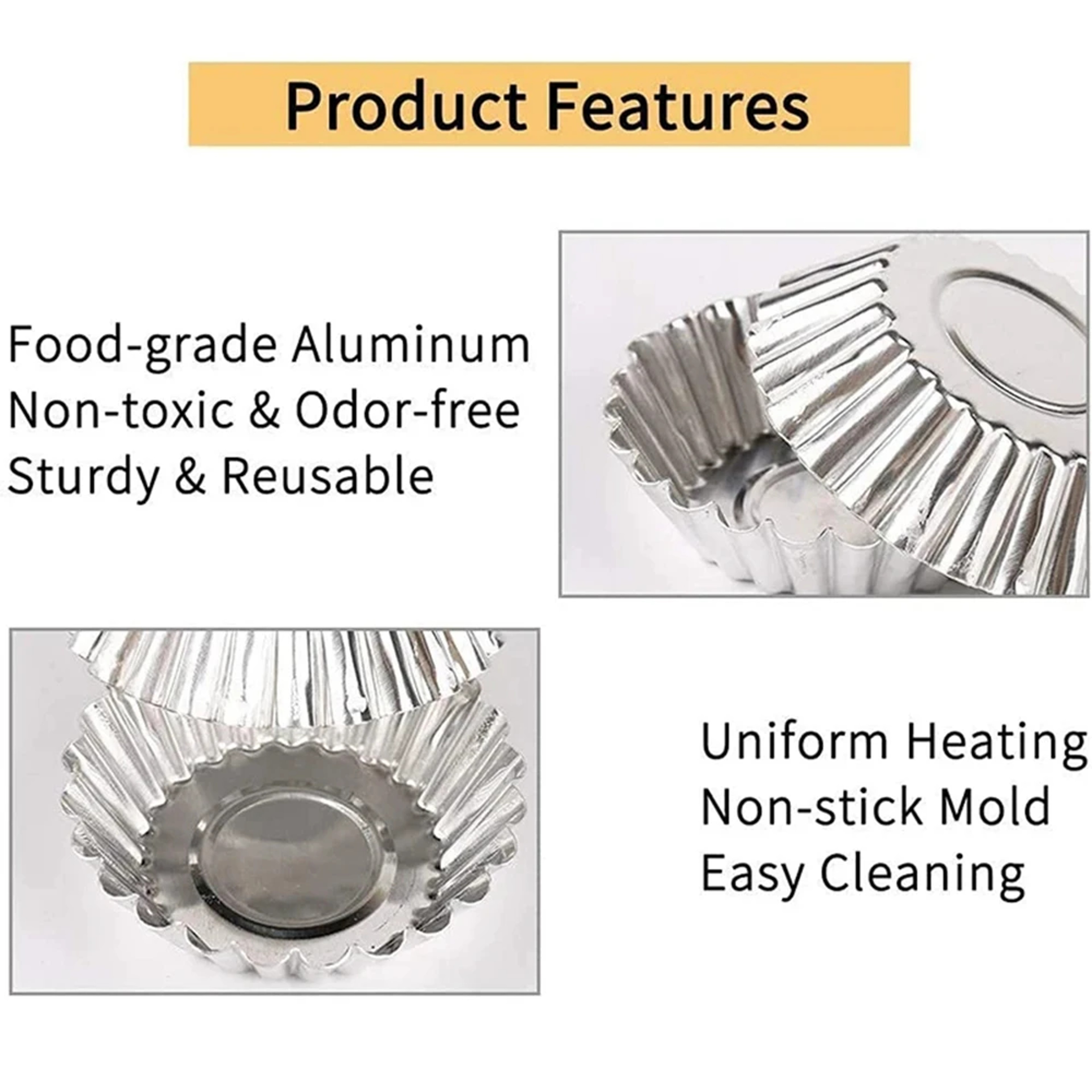 Piece Reusable Stainless Steel Egg Tart Molds for Baking Pastries and Desserts – view 5