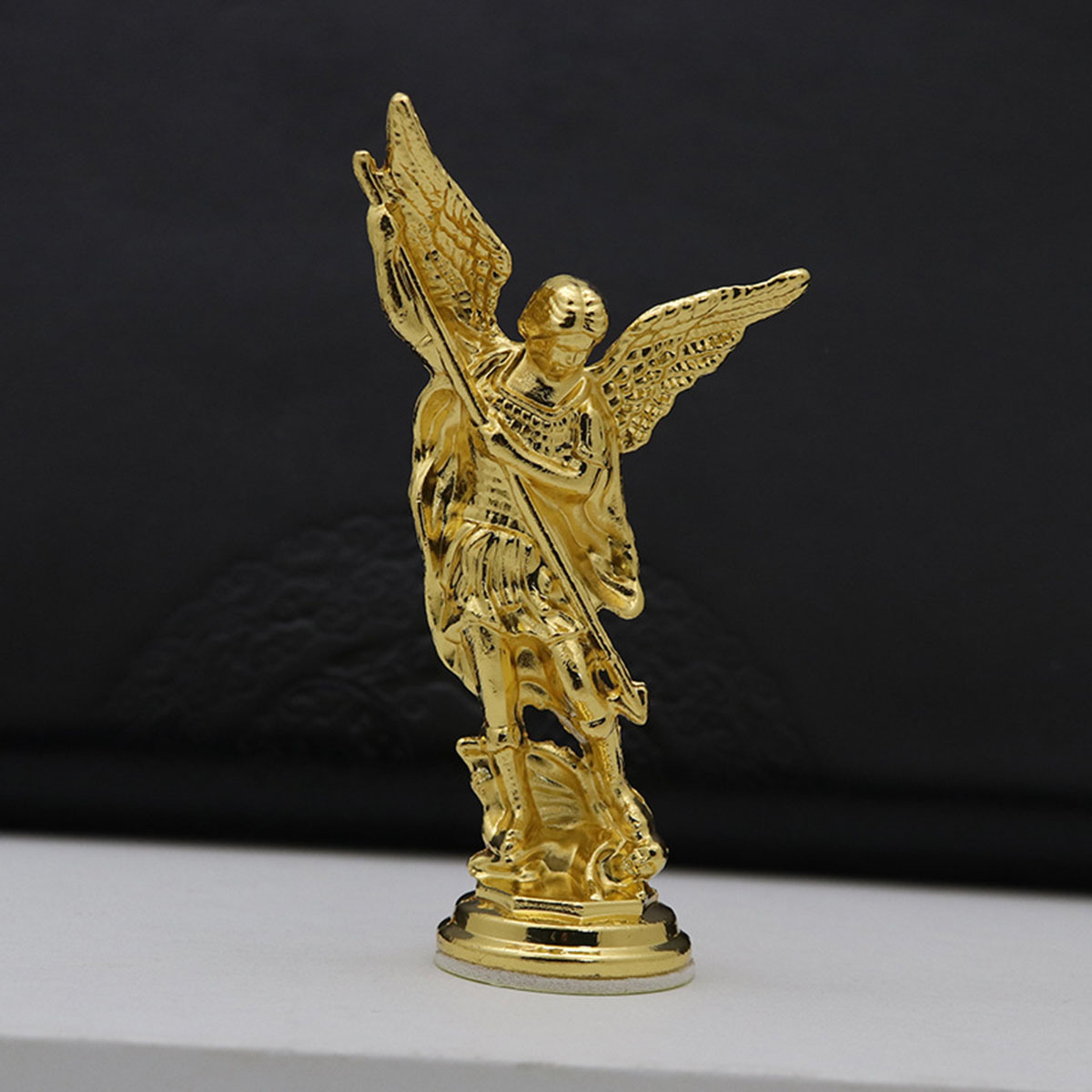 Saint Michael Archangel Figurine Defeating Satan Metal Guardian Statue – view 8