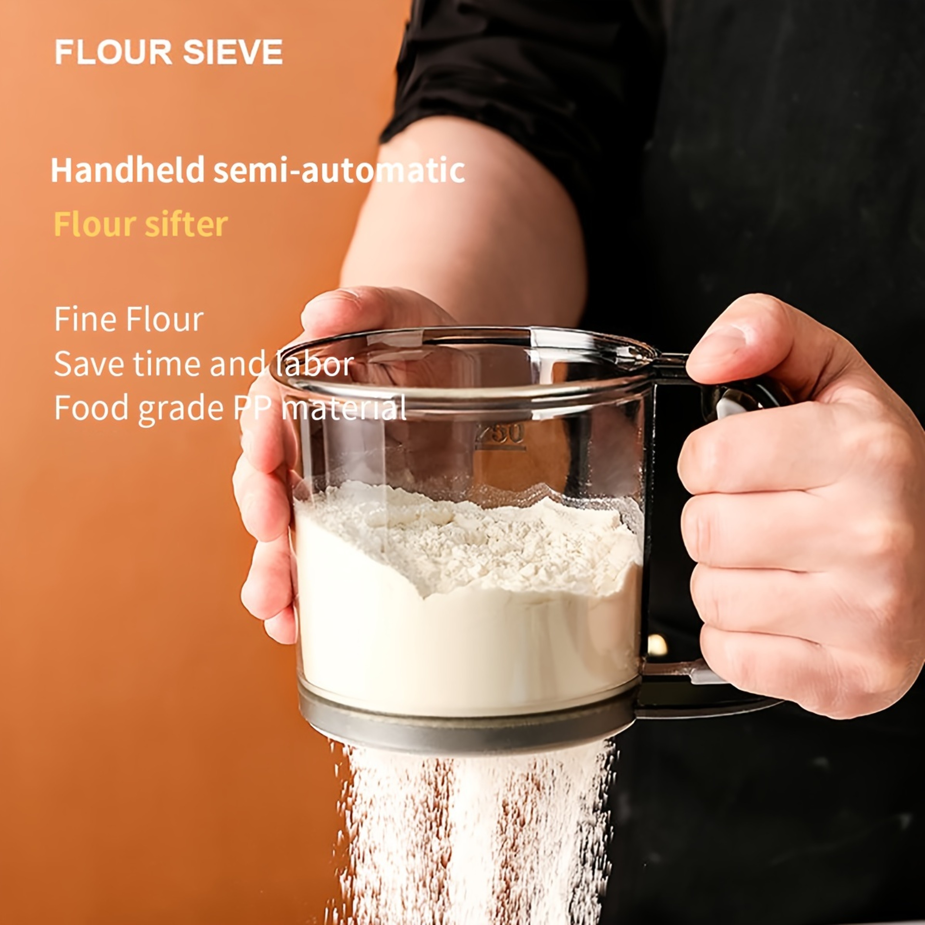 Handheld Semi-Automatic Flour Sifter with Double-Layer Fine Mesh – view 4