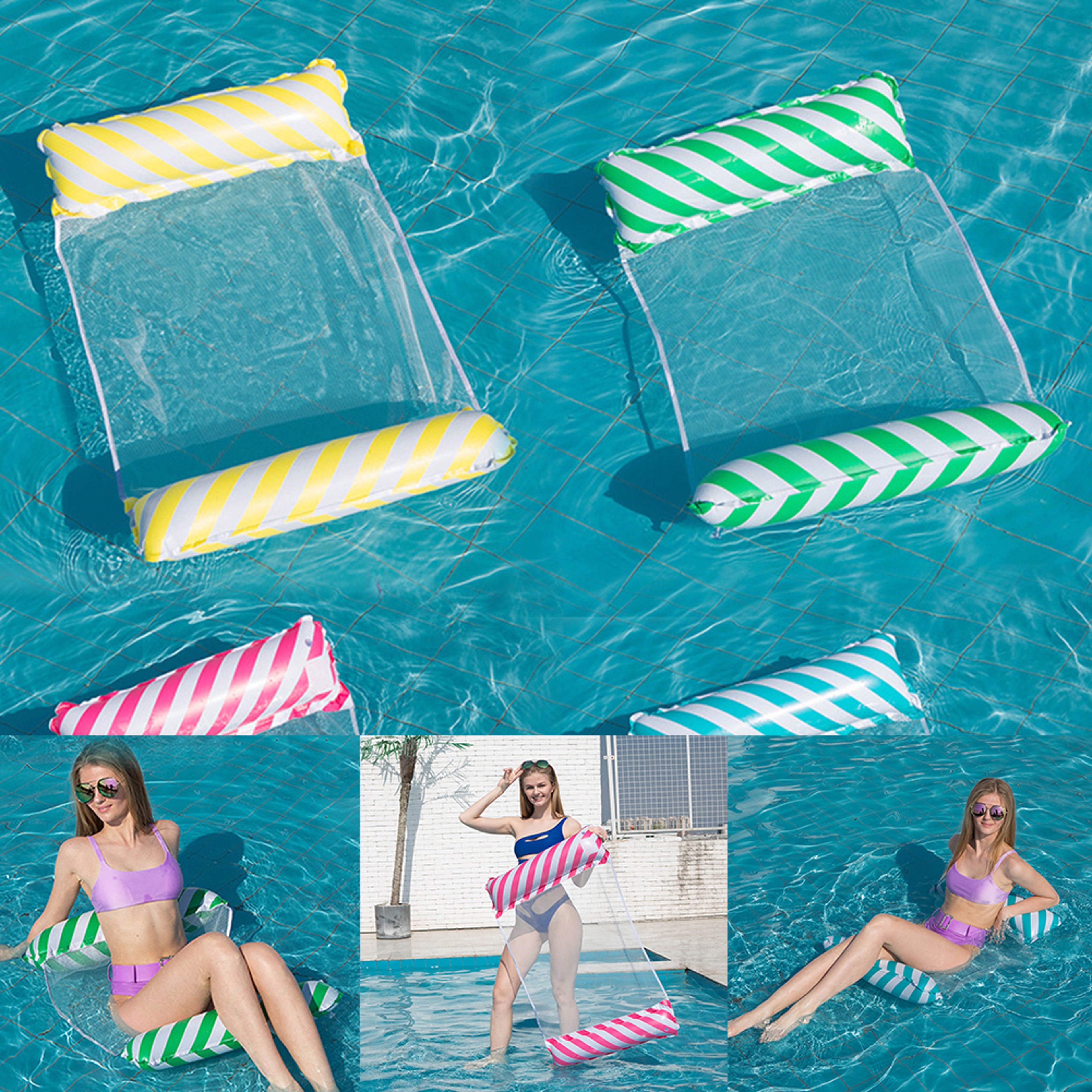 Inflatable Water Hammock Float Lounger Foldable PVC Pool Chair – view 2