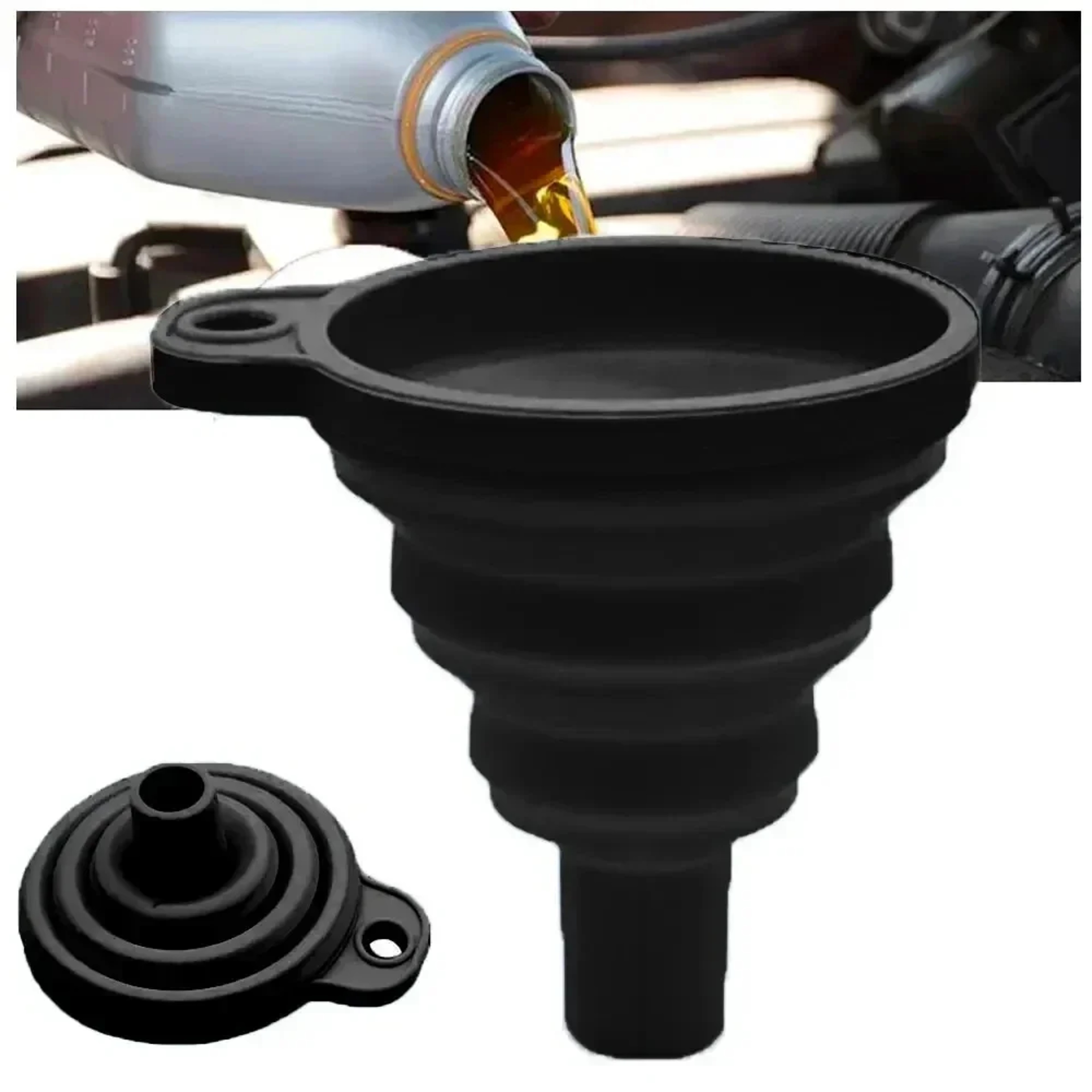 Universal Foldable Silicone Car Engine Oil Funnel For Fluid Changes 0