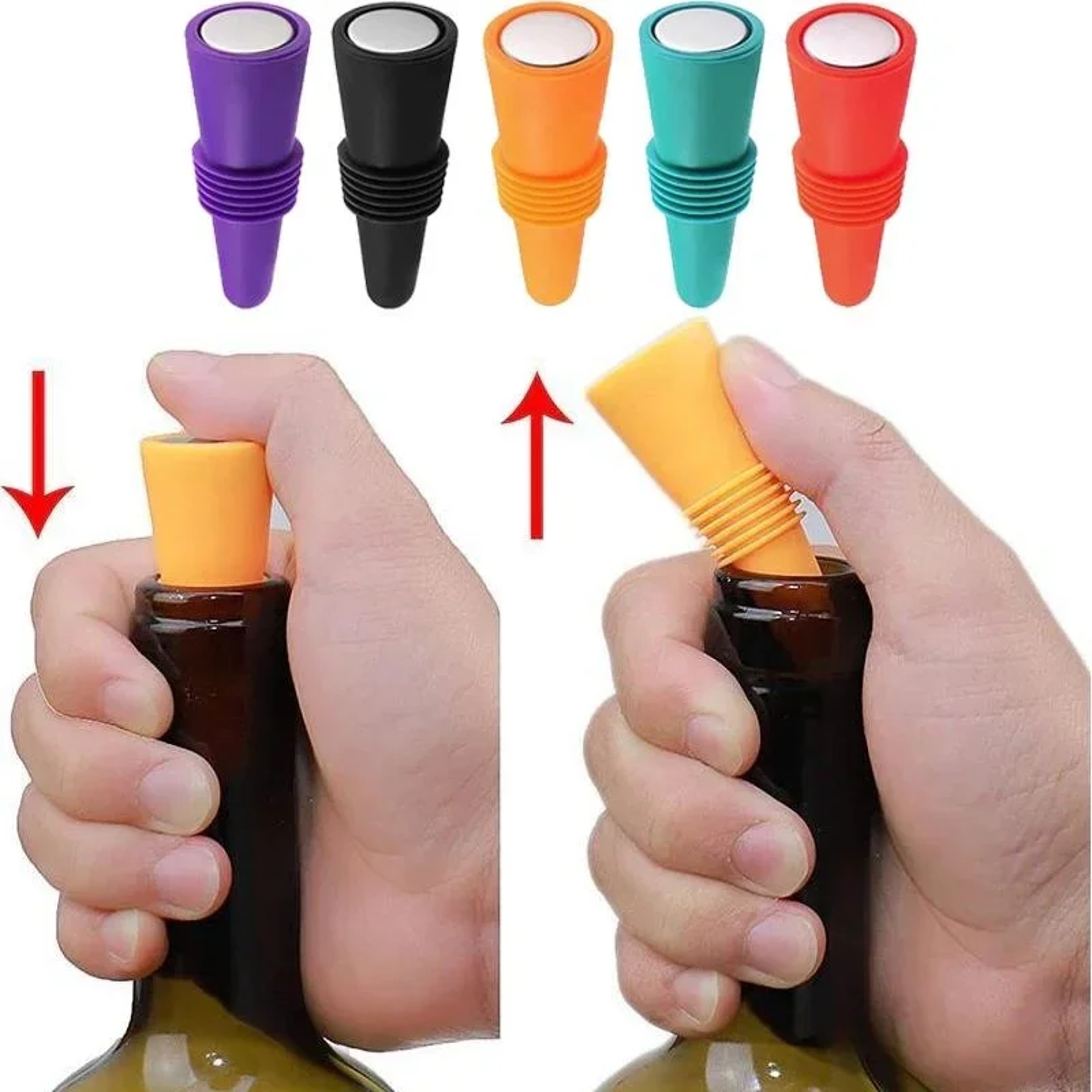 Reusable Silicone Wine Bottle Stopper Leakproof Beverage and Champagne Bottle Cap – view 1