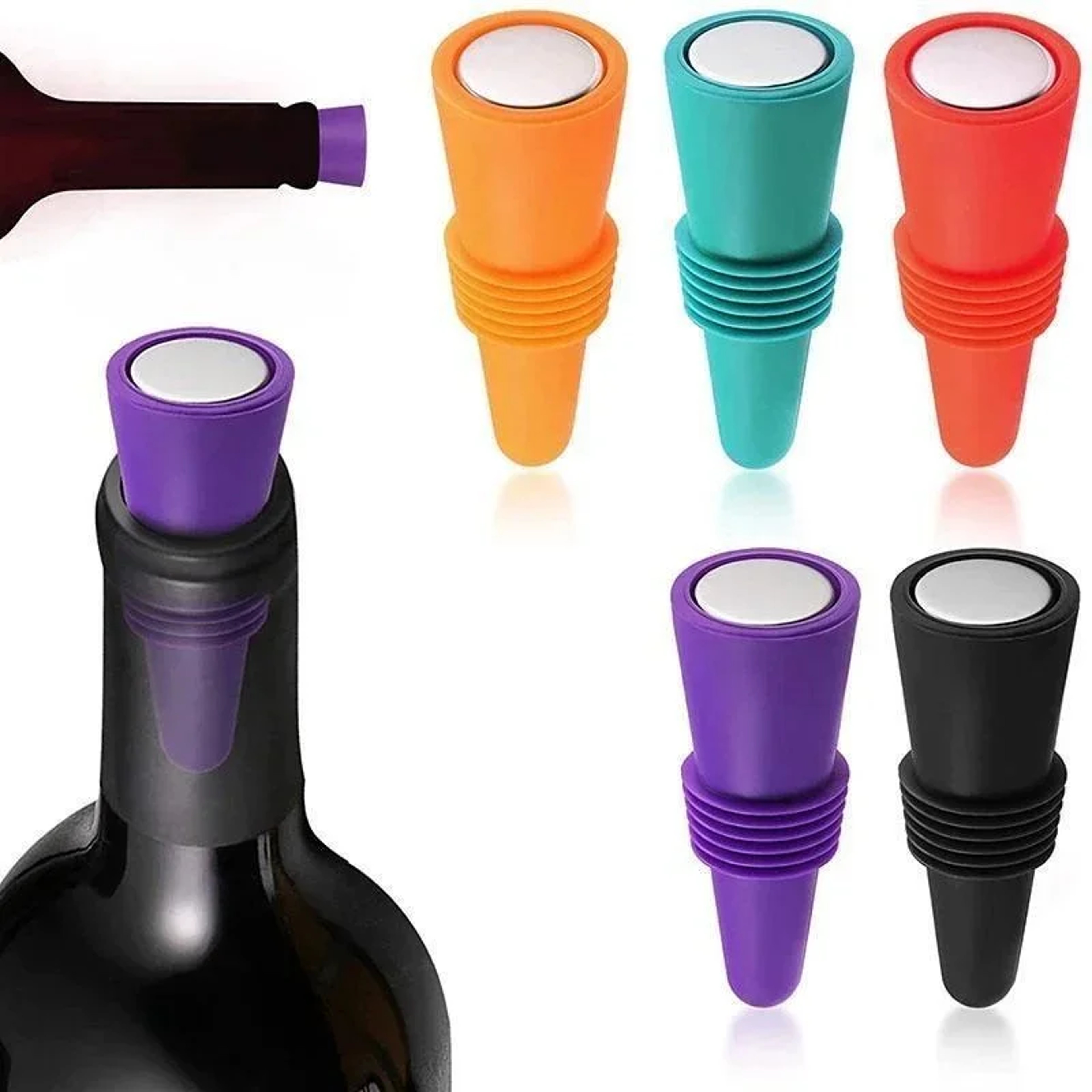 Reusable Silicone Wine Bottle Stopper Leakproof Beverage and Champagne Bottle Cap – view 5