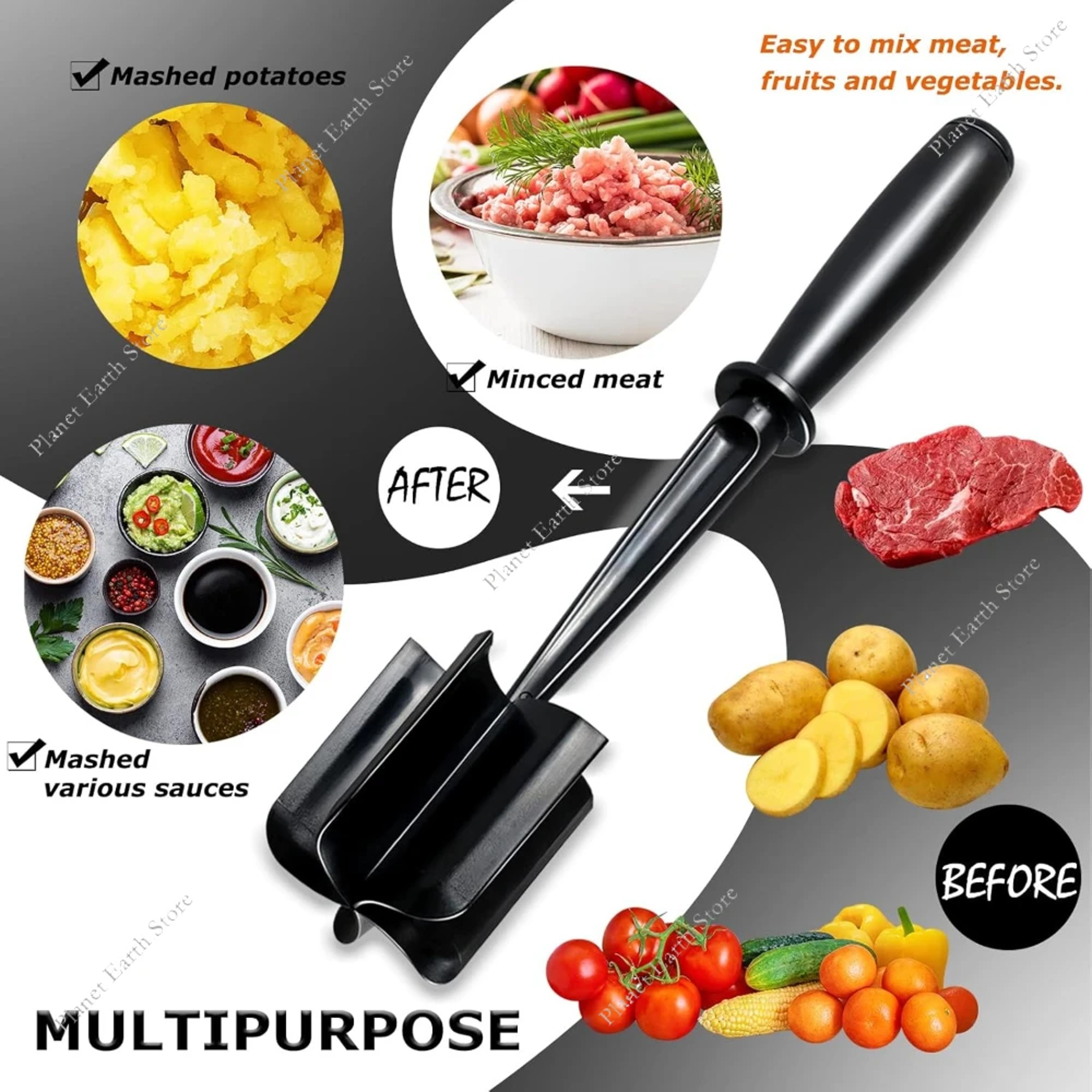 Ground Beef Meat Chopper and Multifunctional Potato Masher Kitchen Tool – view 3