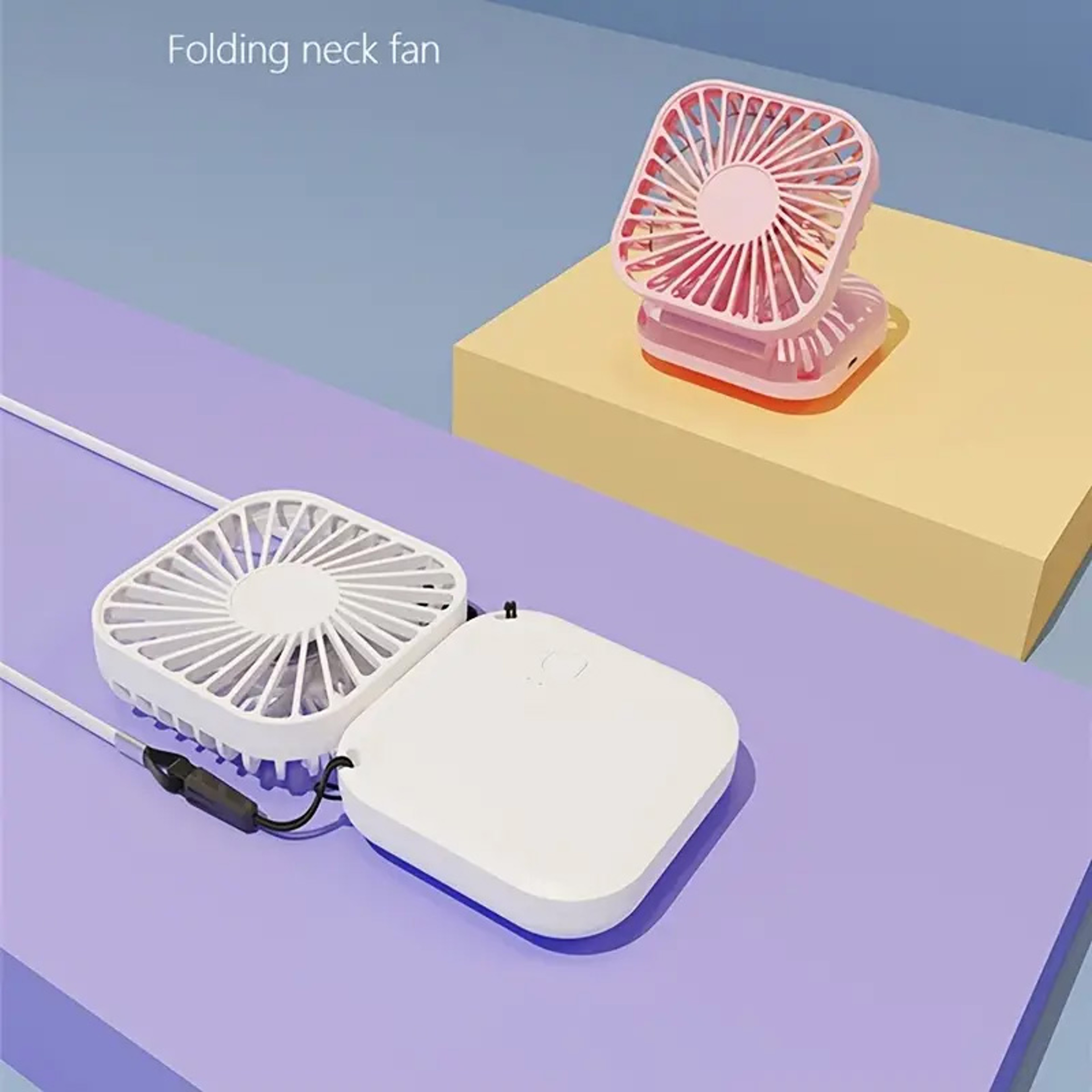 Mini Folding Neck Fan With 3 Adjustable Speeds And USB Charging 0