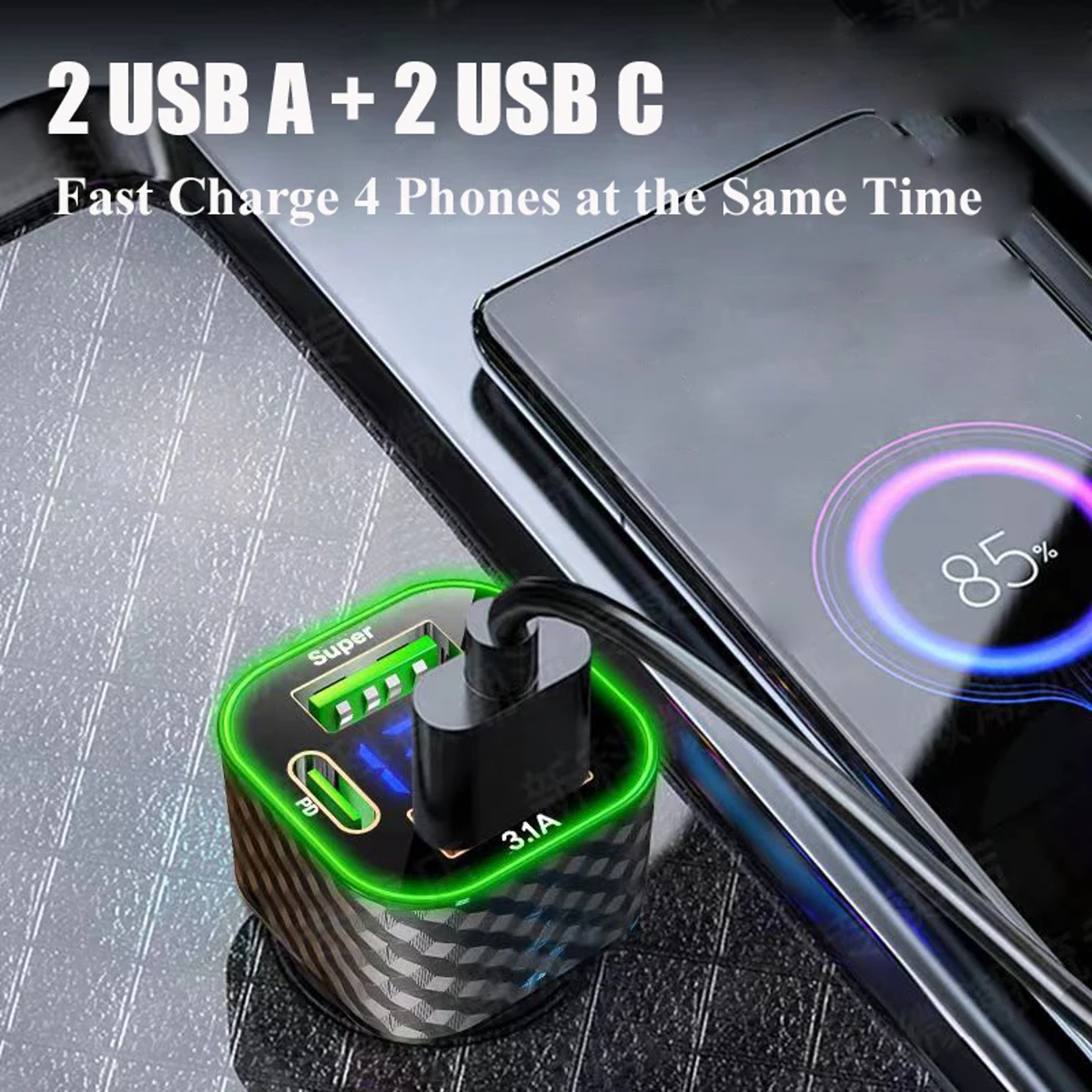 USB C Car Phone Charger with Dual PD Ports and Fast Charging Support – view 2