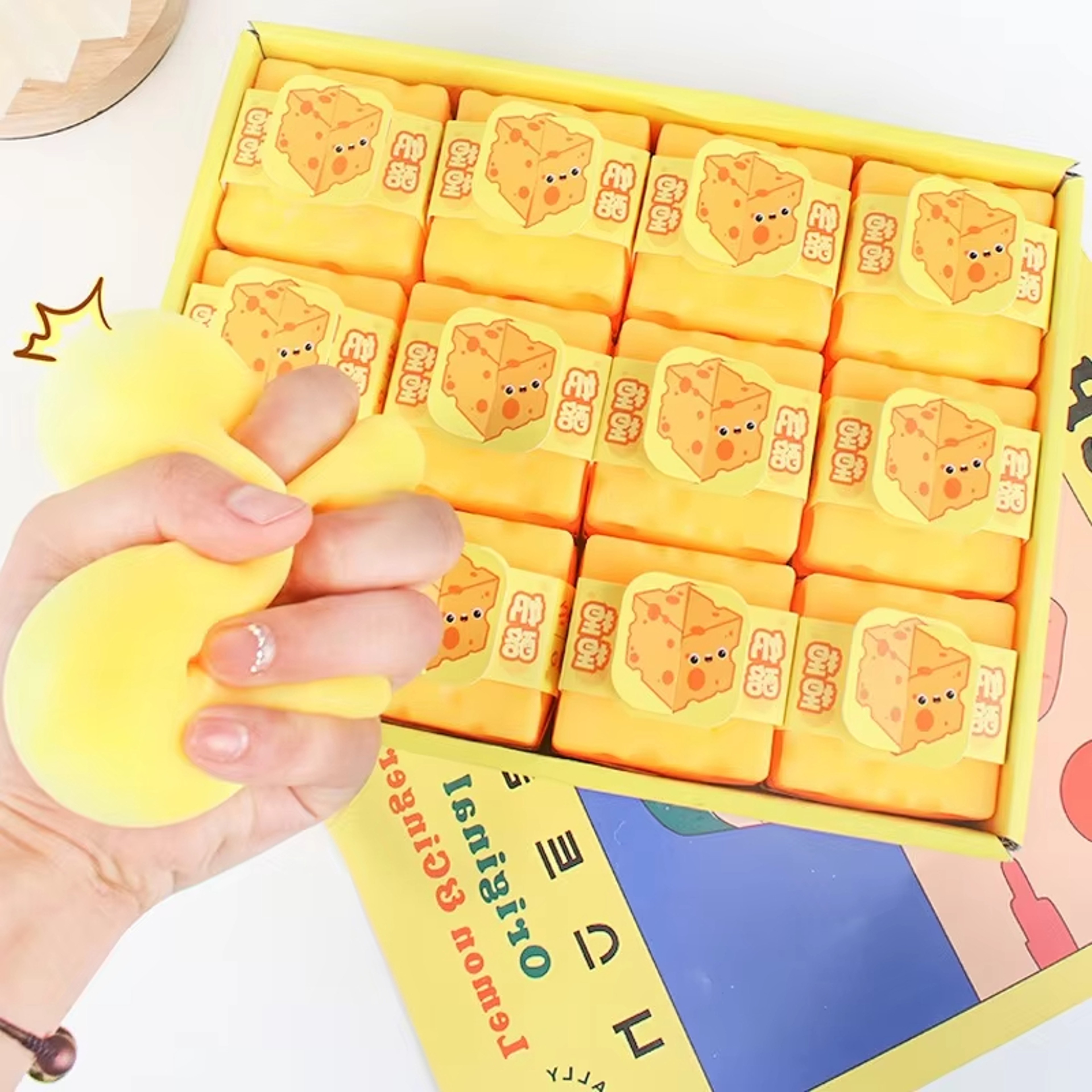 Soft Cheese Squeeze Toy Rubber Sensory Fidget Cube For Stress Relief 3