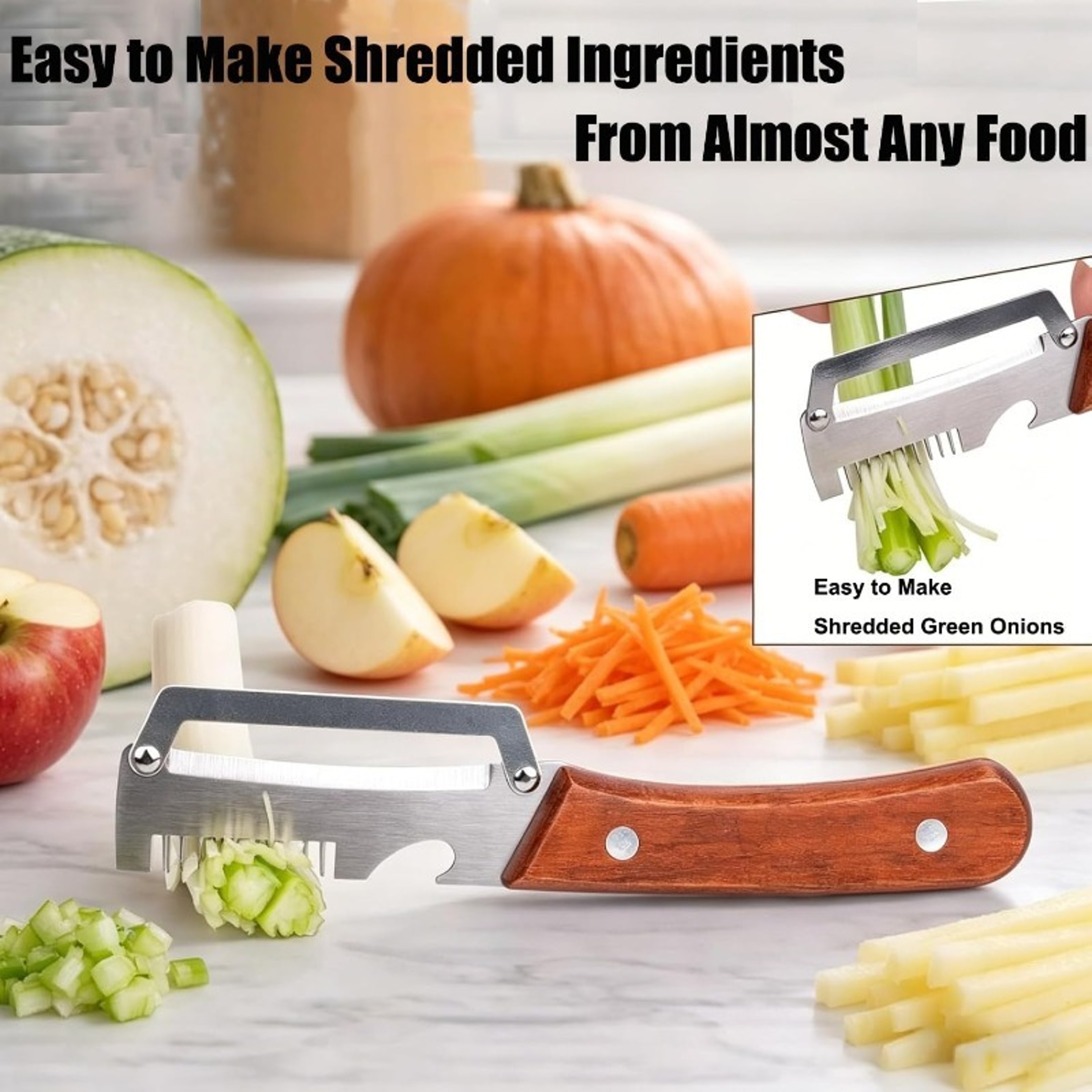 Vegetable Peeler And Grater With Stainless Steel Blade And Wooden Handle 1