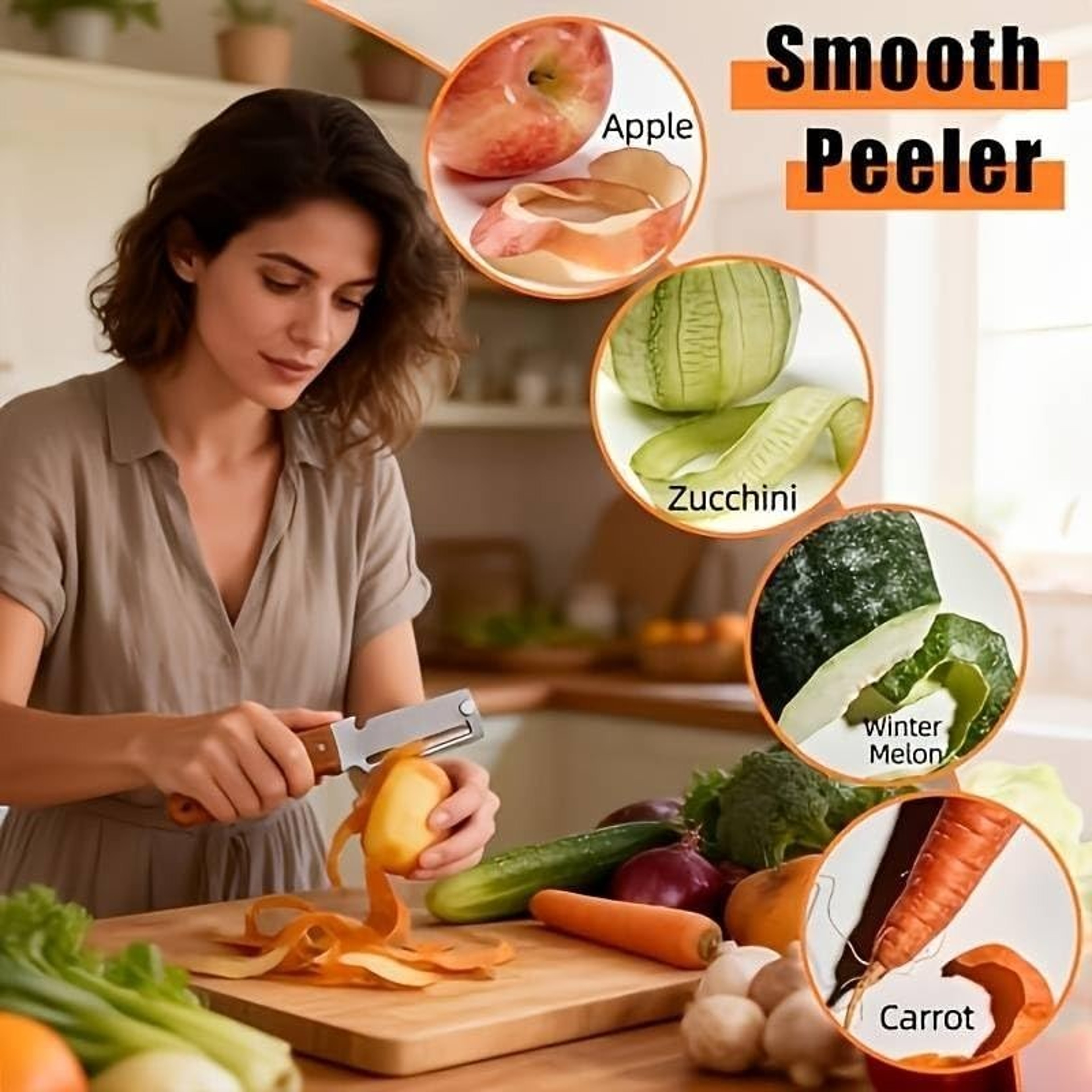 Vegetable Peeler And Grater With Stainless Steel Blade And Wooden Handle 2