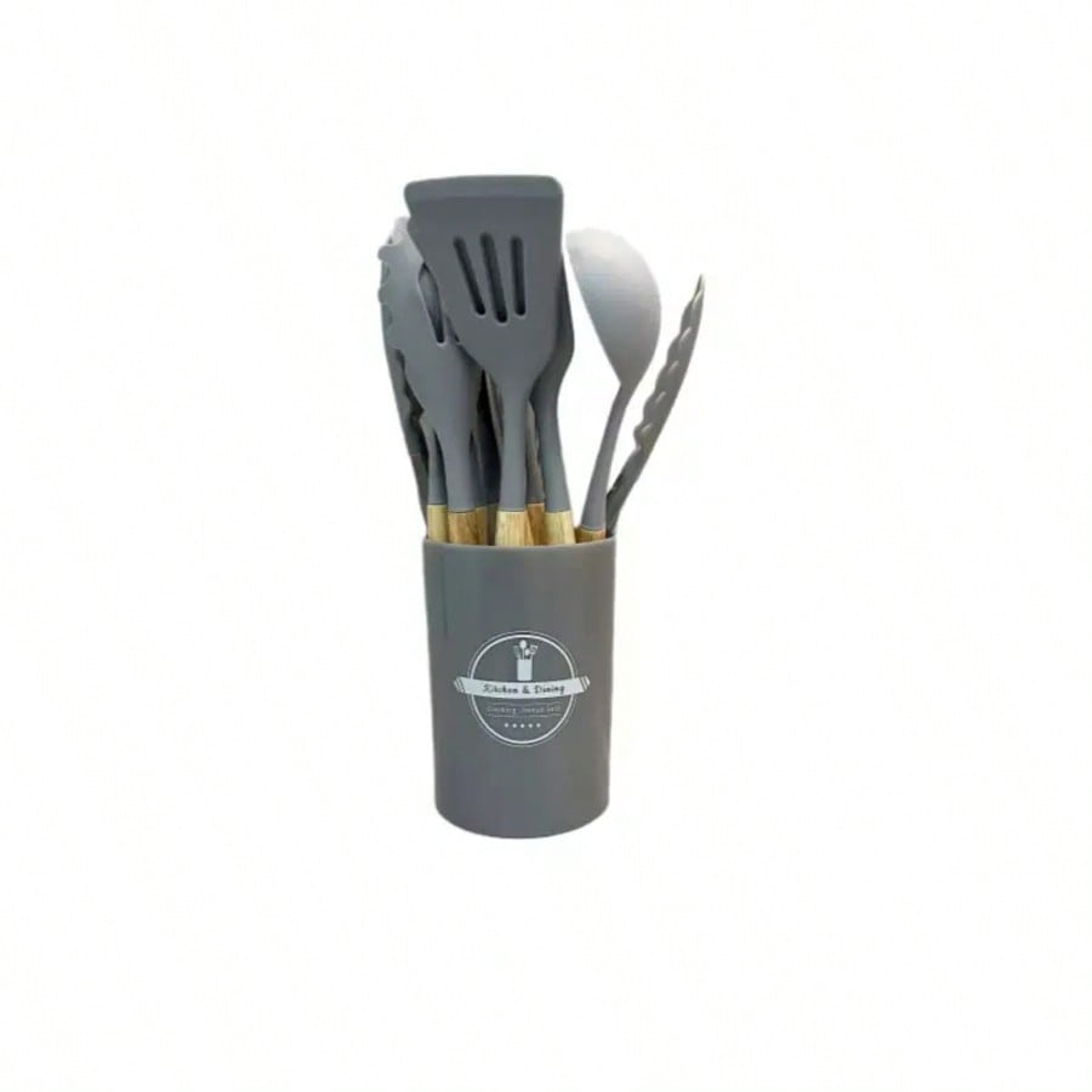Piece Silicone Kitchen Utensil Set with Wooden Handles and Holder – view 7