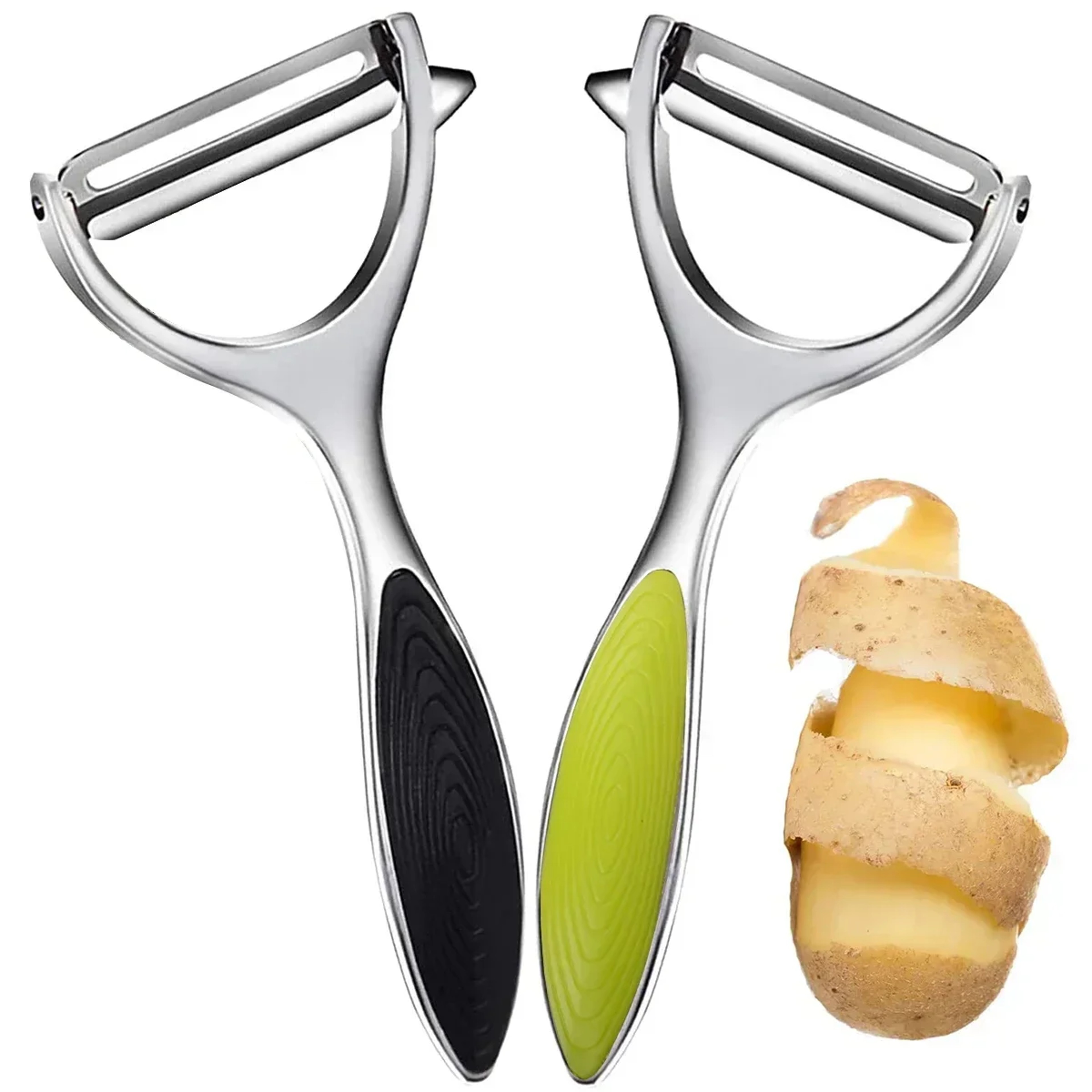 Shaped Stainless Steel Vegetable Peeler with Rotating Blade and Non-Slip Handle – view 4