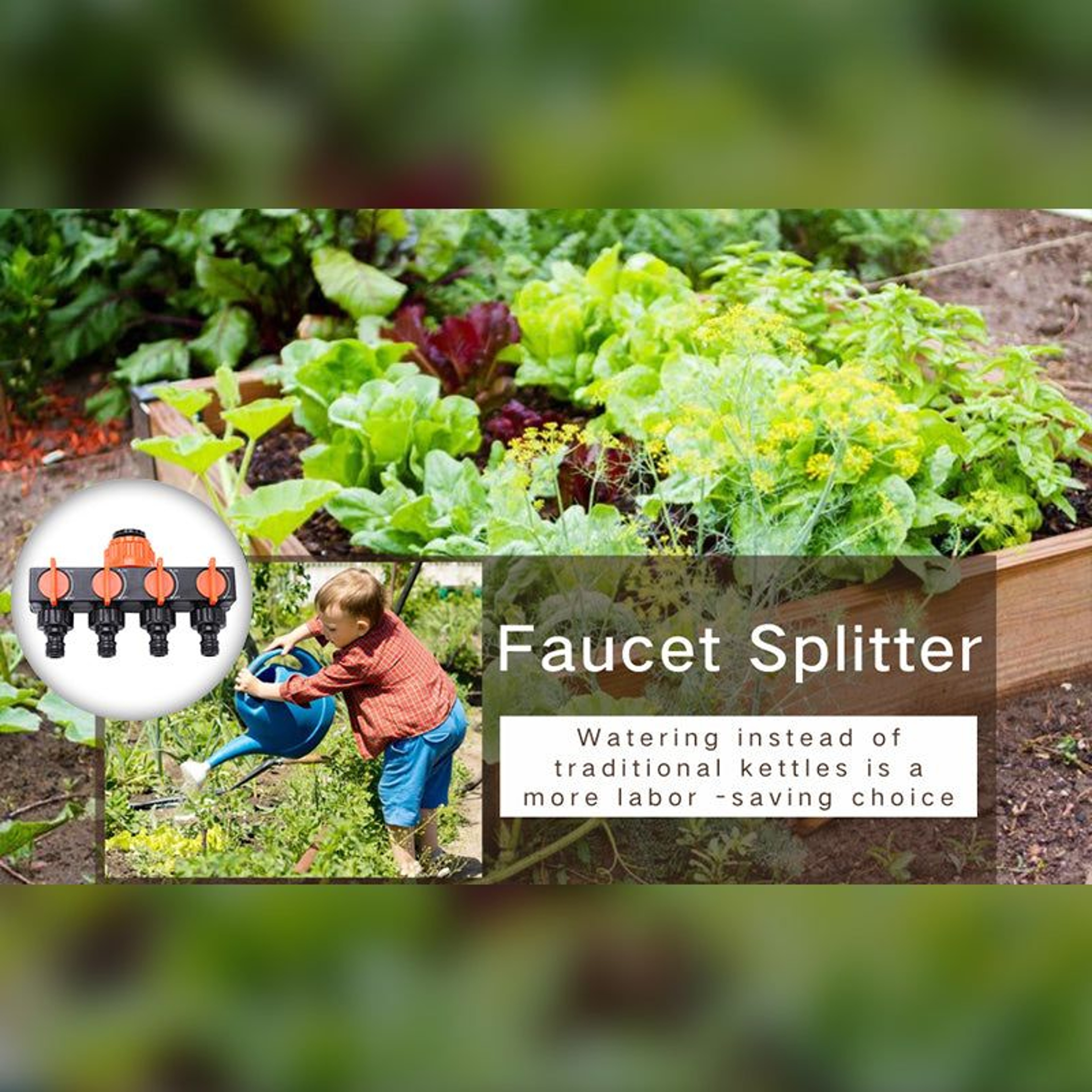 Way Garden Hose Splitter with Independent Flow Control Switches – view 2