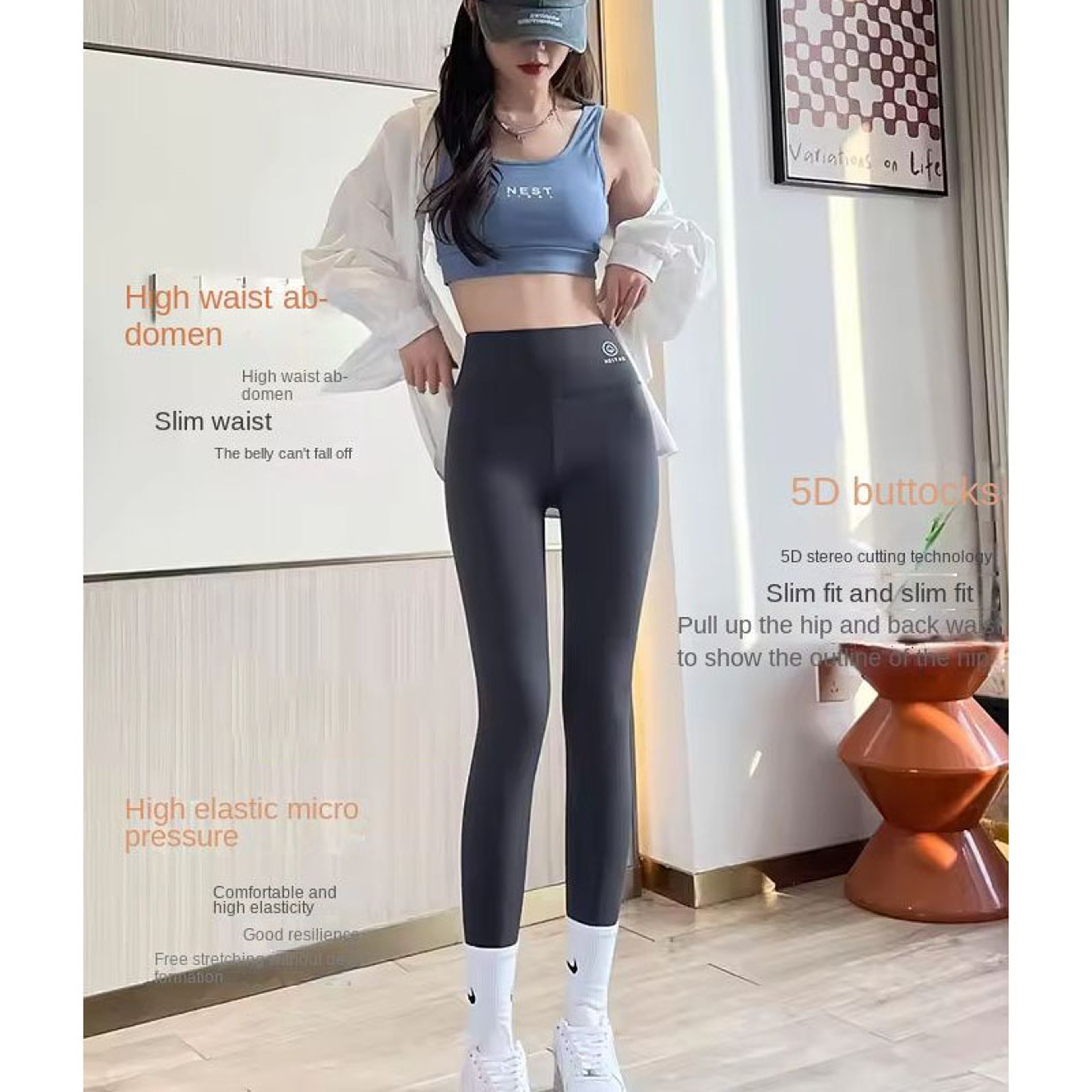 Womens HighWaisted Yoga Leggings Stretchy AnkleLength Athletic Tights 4