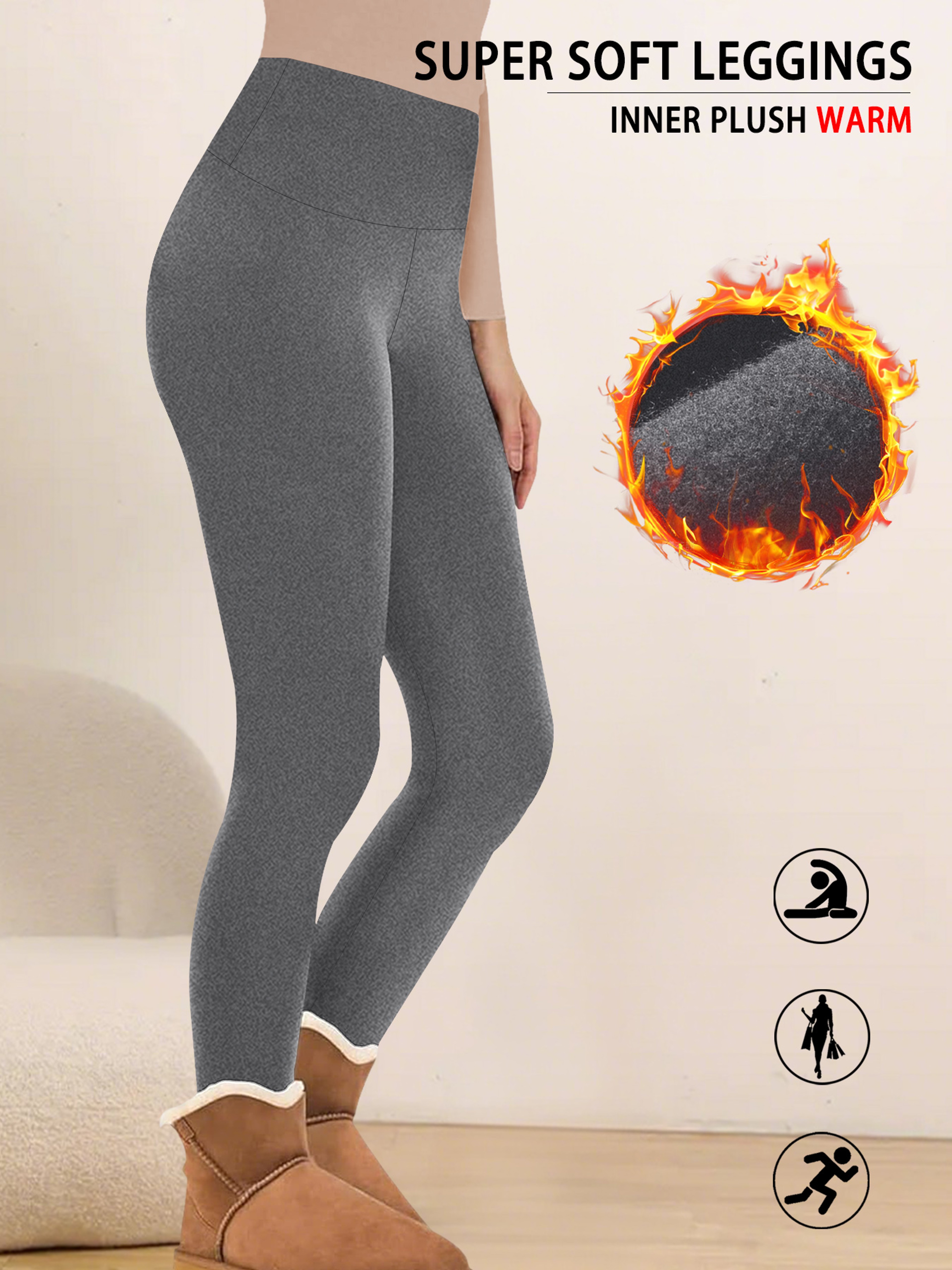 Women's Thermal Fleece Lined High Waisted Leggings for Winter Workouts – view 8