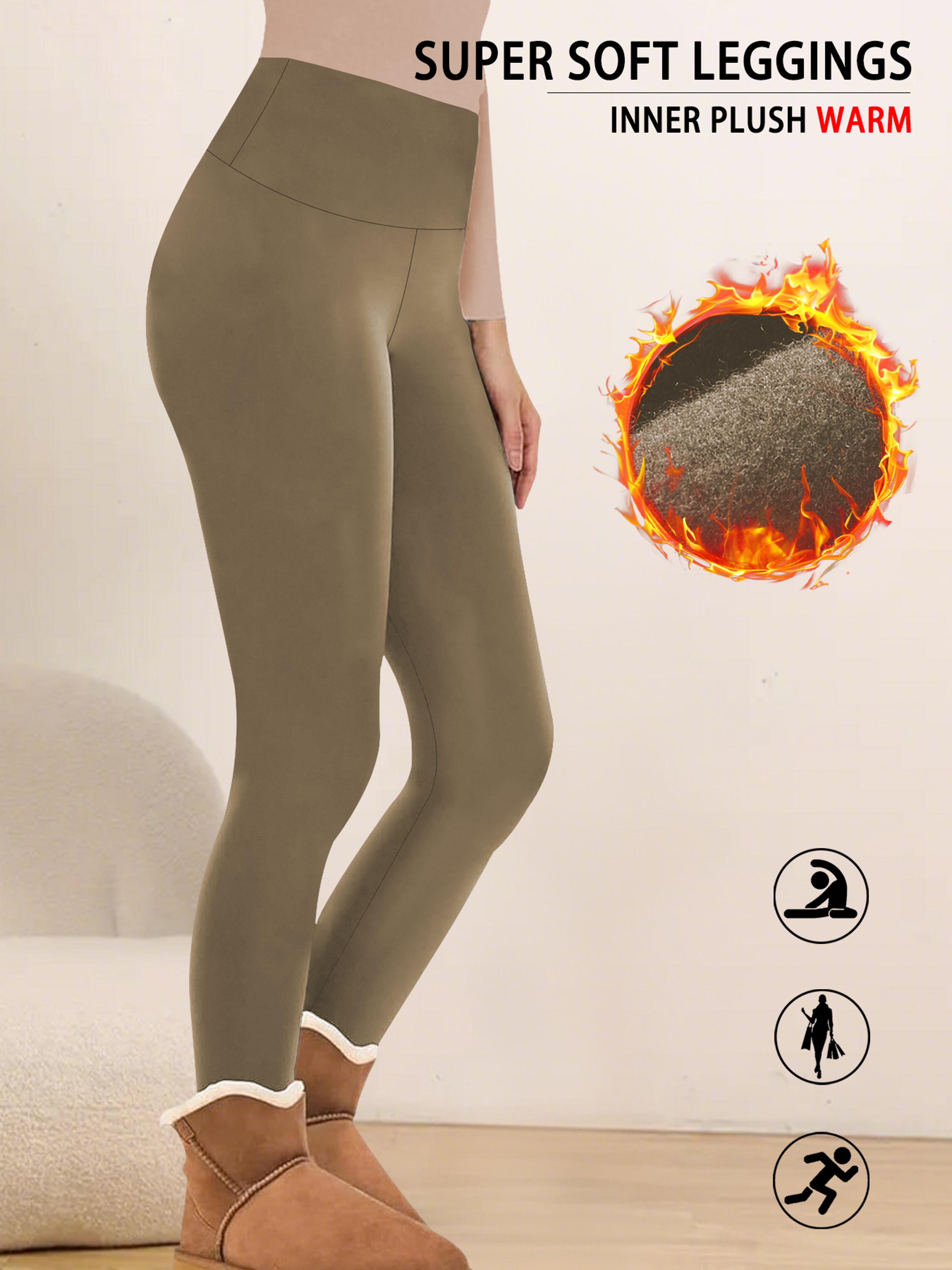 Women's Thermal Fleece Lined High Waisted Leggings for Winter Workouts – view 12