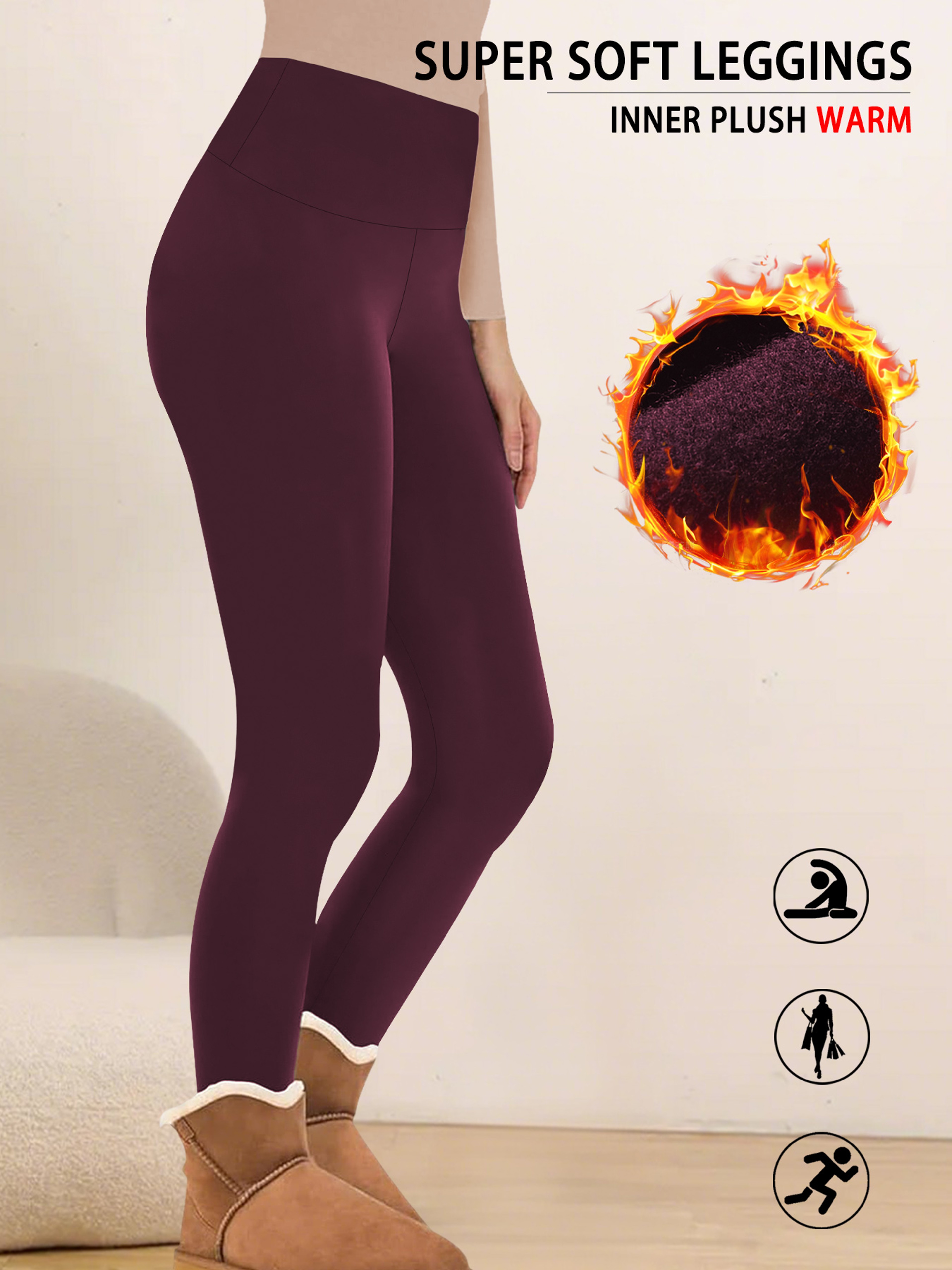 Women's Thermal Fleece Lined High Waisted Leggings for Winter Workouts – view 14