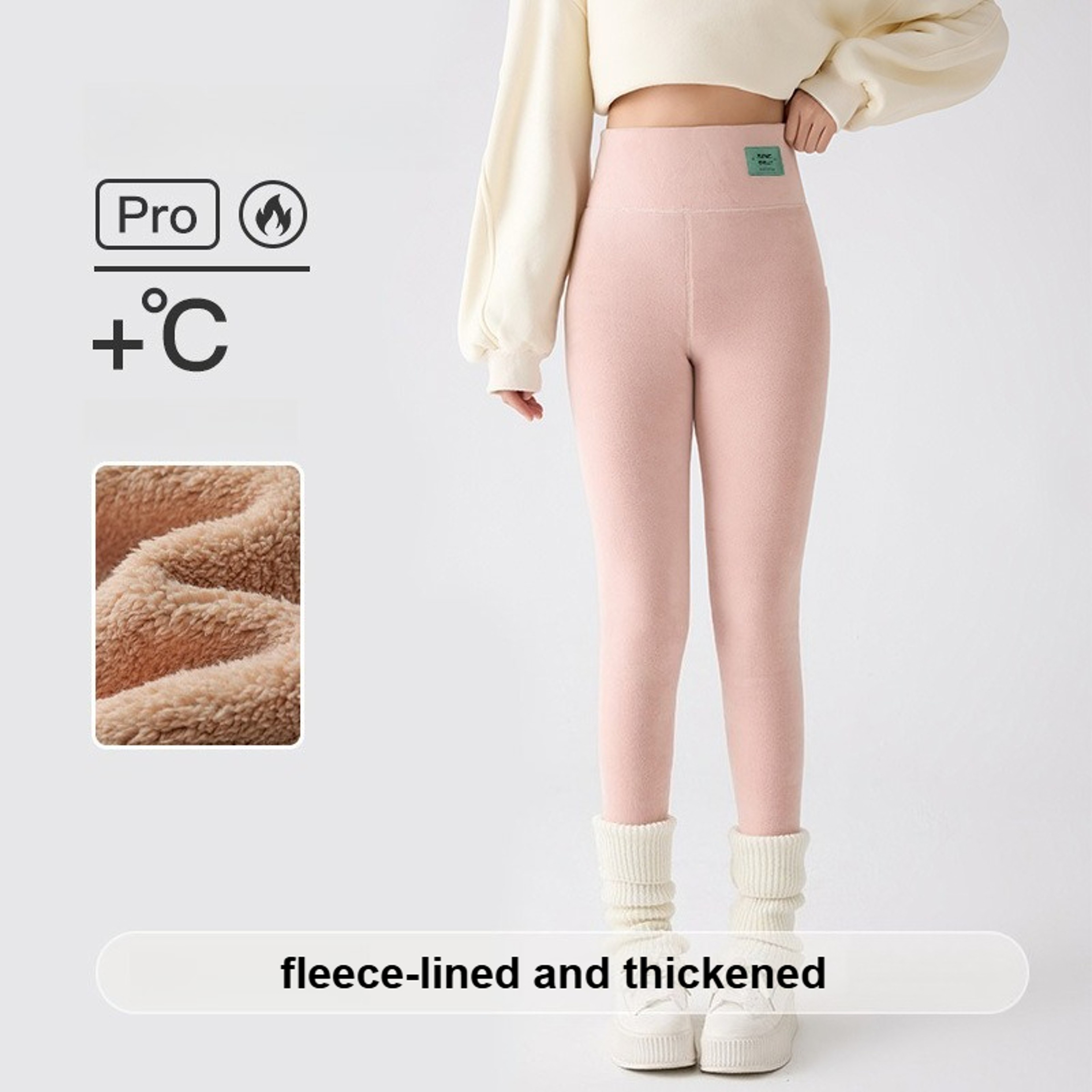 Women's Plus Size Fleece Lined Leggings with High Waist and Ribbed Design – view 8