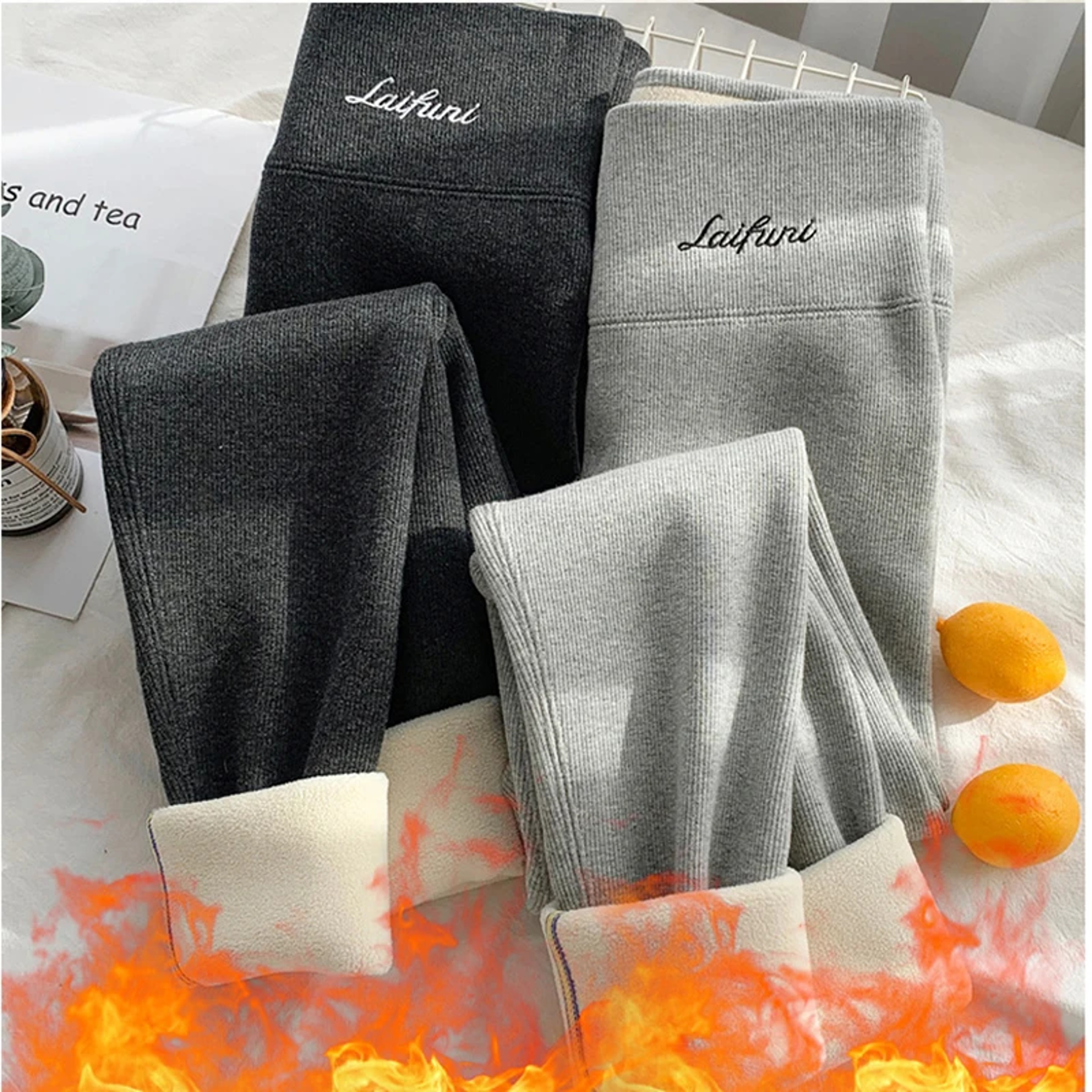 Women's High Waisted Thermal Leggings with Stretchy Thick Knit Fabric – view 1