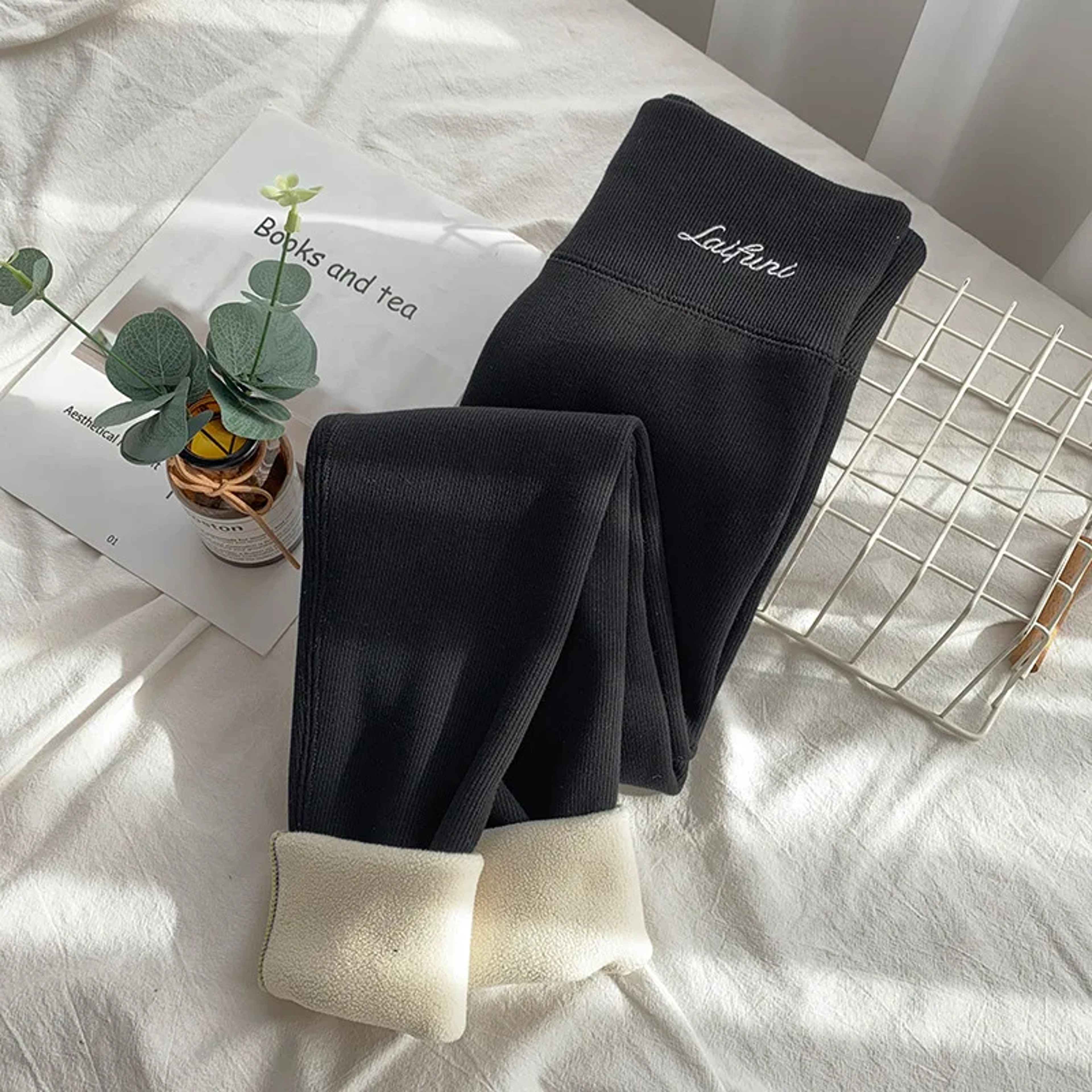 Women's High Waisted Thermal Leggings with Stretchy Thick Knit Fabric – view 12