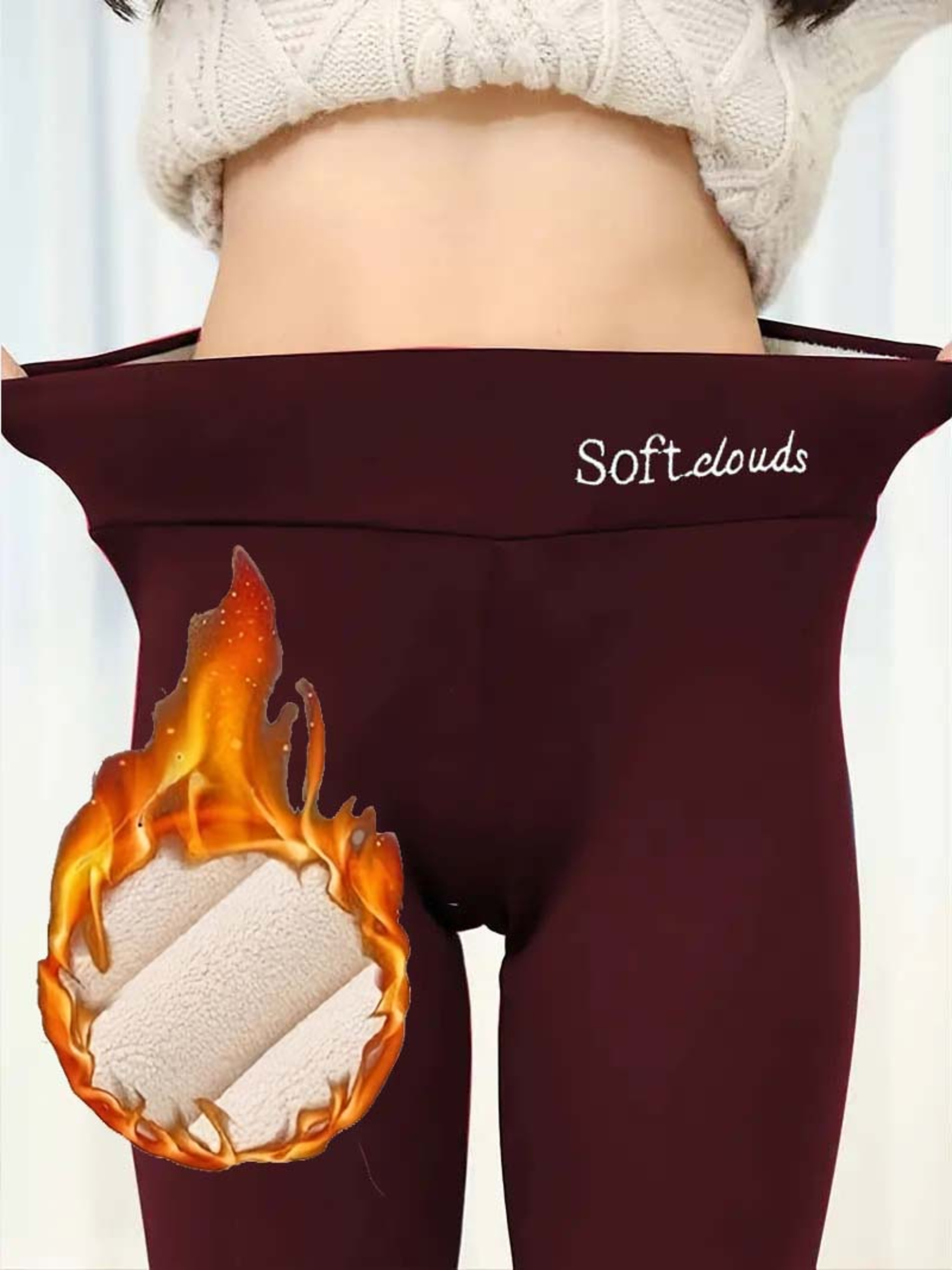 Women's Sherpa Lined Leggings High Waist Warm Winter Skinny Pants – view 2