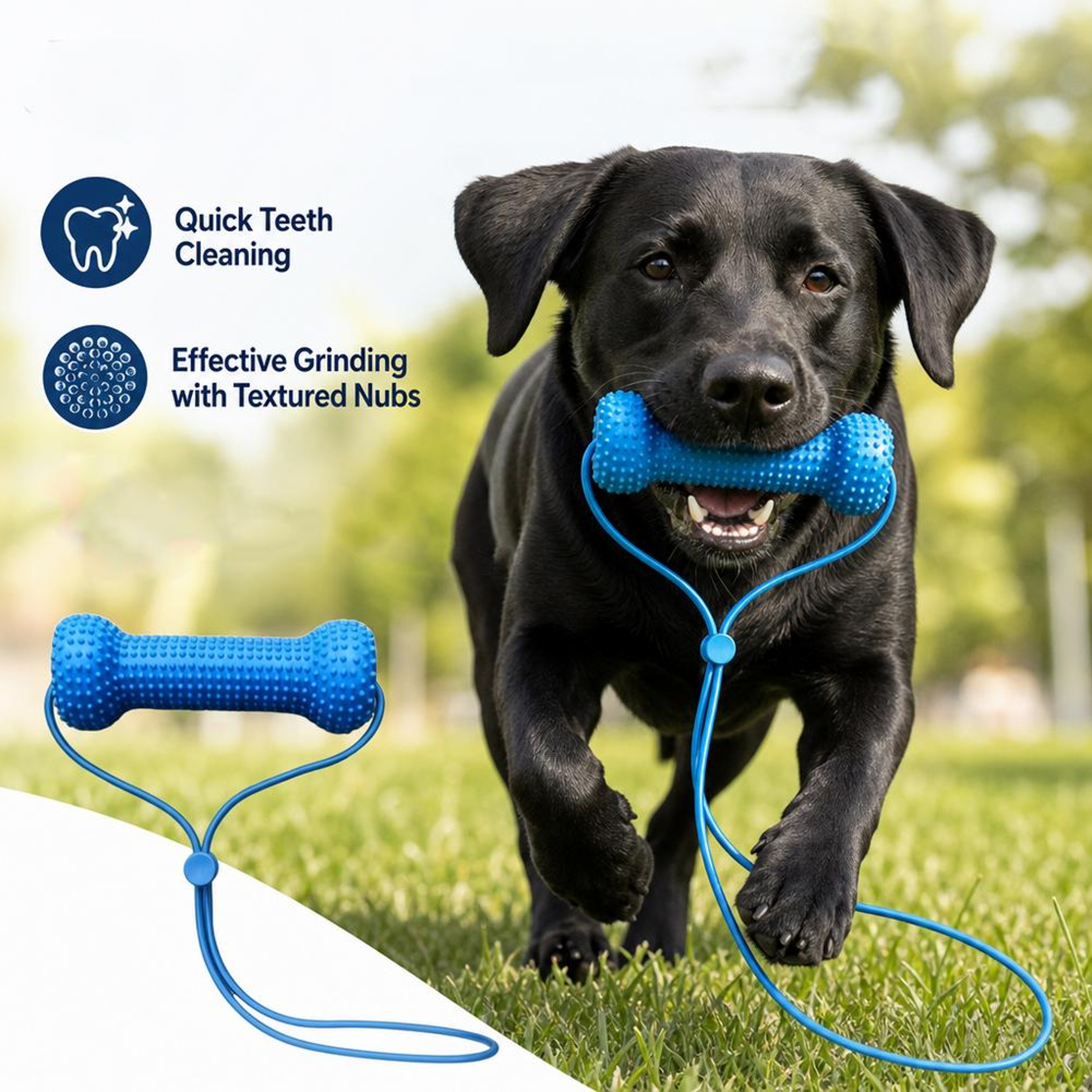 Dog Chew Toy with Rope Tug and Rubber Bone for Teeth Cleaning – view 3