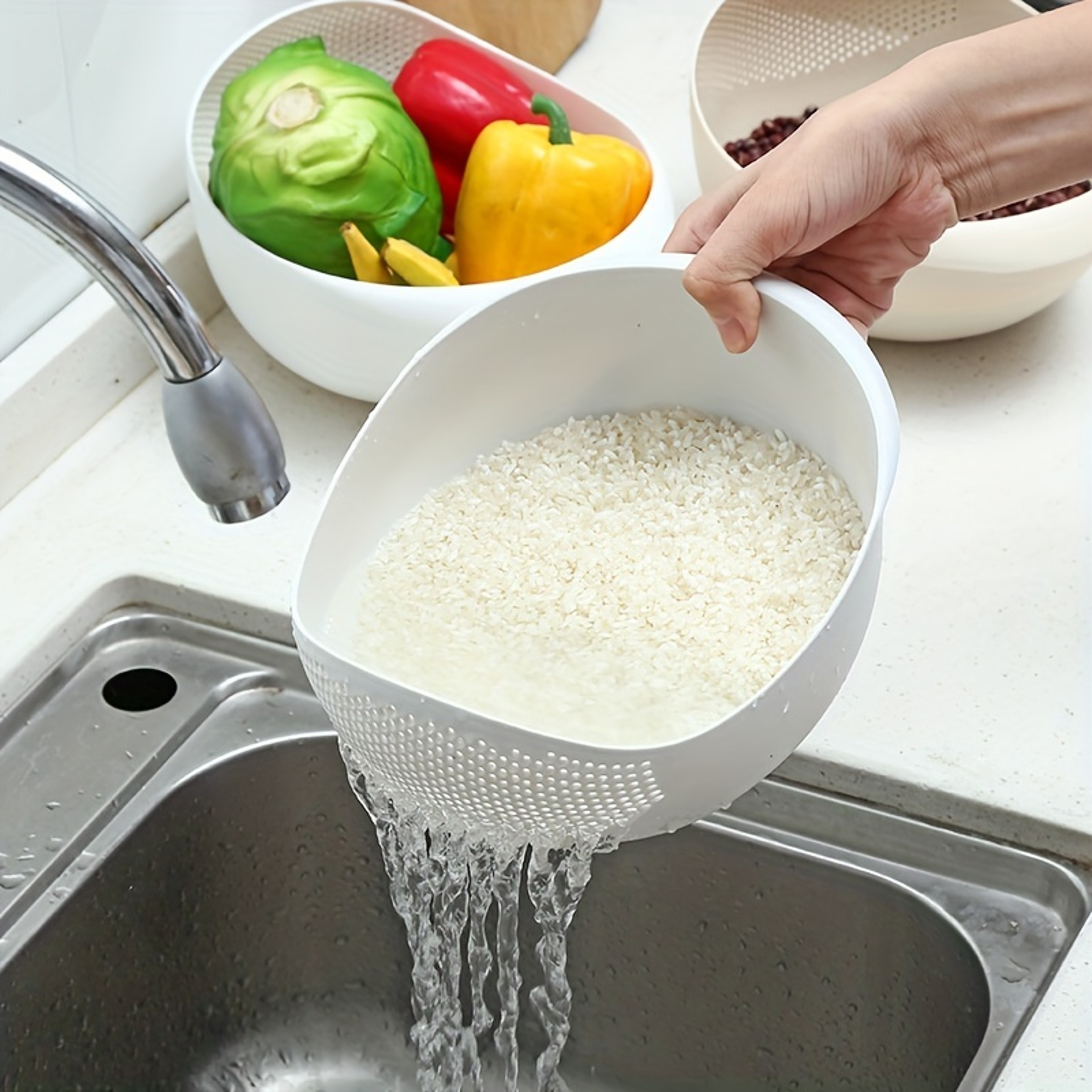 Multipurpose Rice Washing Basket and Fruit Vegetable Drainage Strainer – view 1